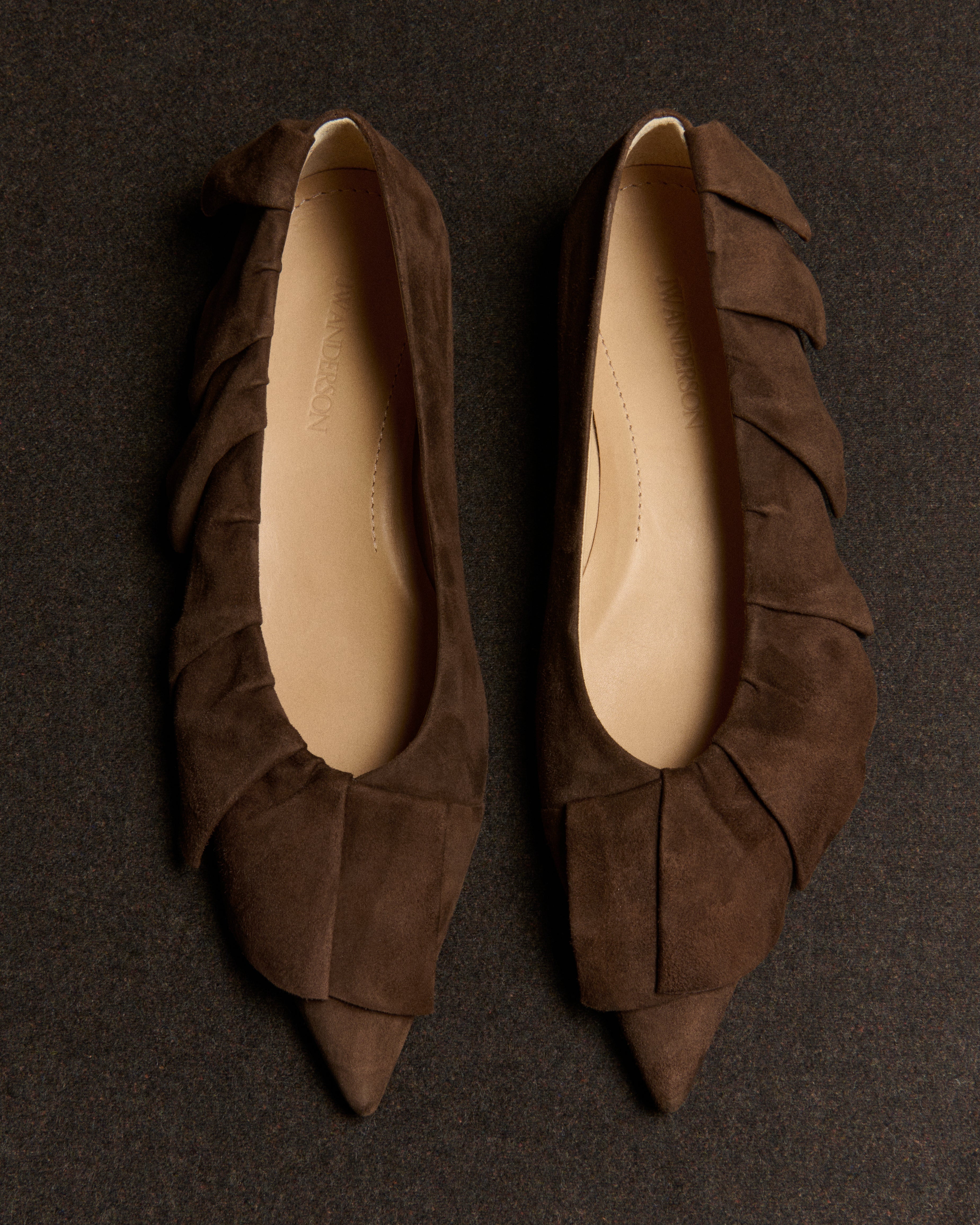 J.W.Anderson Ruffle Ballerina Braun Wildleder