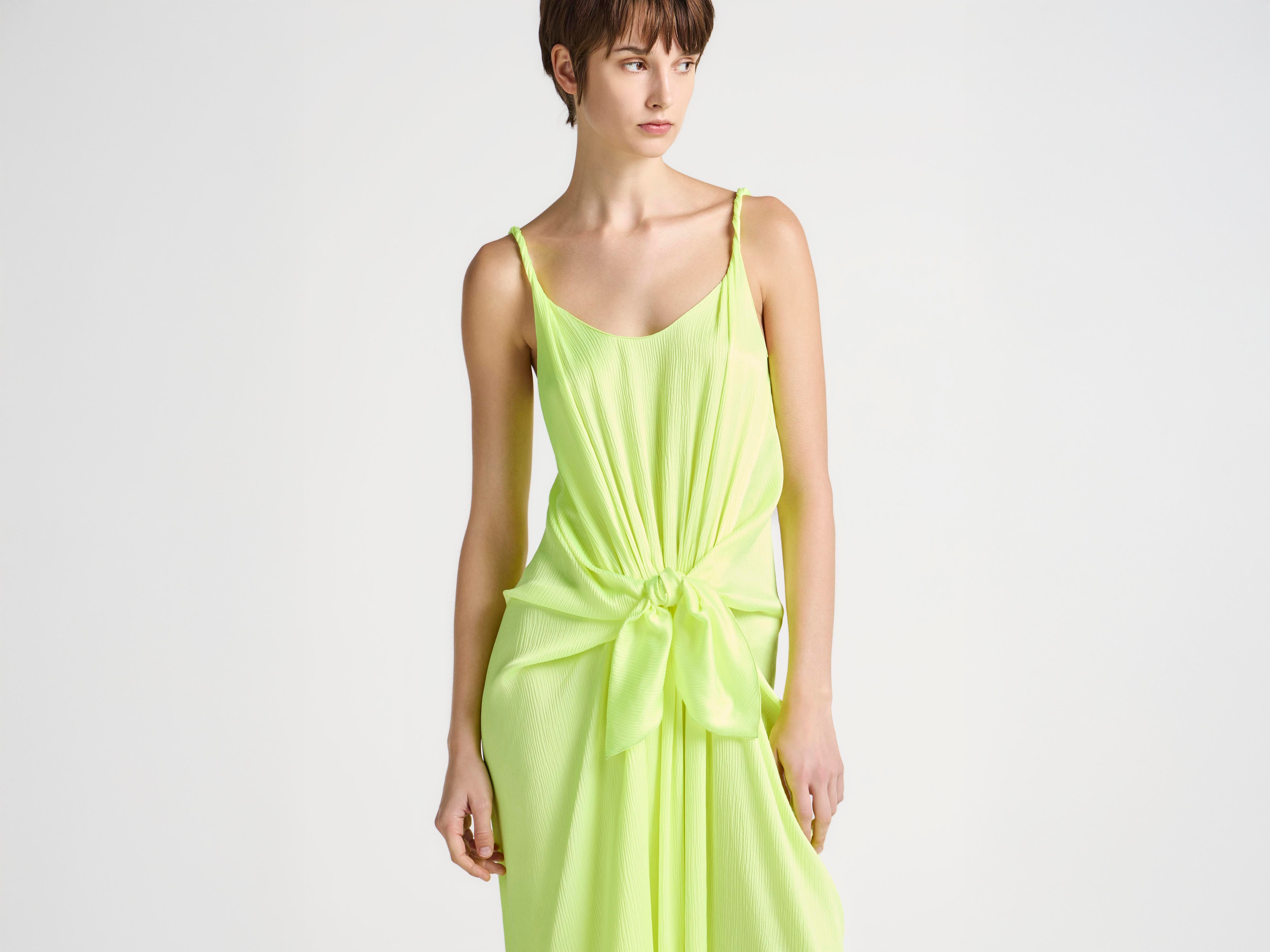 J.W.Anderson Knotted Waist Kleid Fluro Gelb Seide
