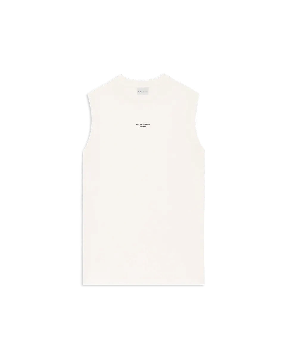 Drôle De Monsieur Slogan Tank Top Trägertop Weiss Baumwolle