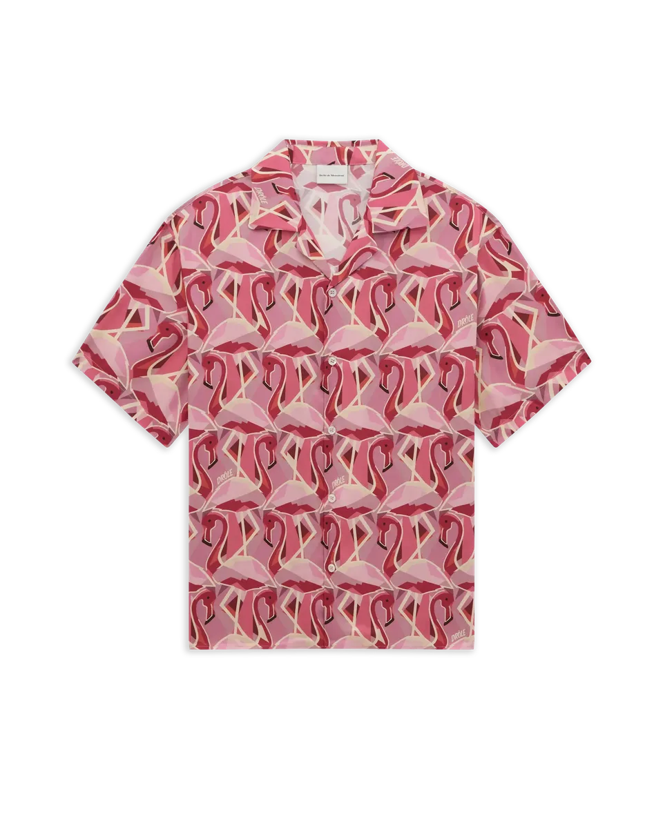 Drôle De Monsieur Notcha Kurzarmhemd Pink Flamingo Viskose