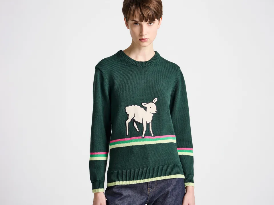 J.W.Anderson Sheep Jumper Damen dunkelgrün Baumwolle