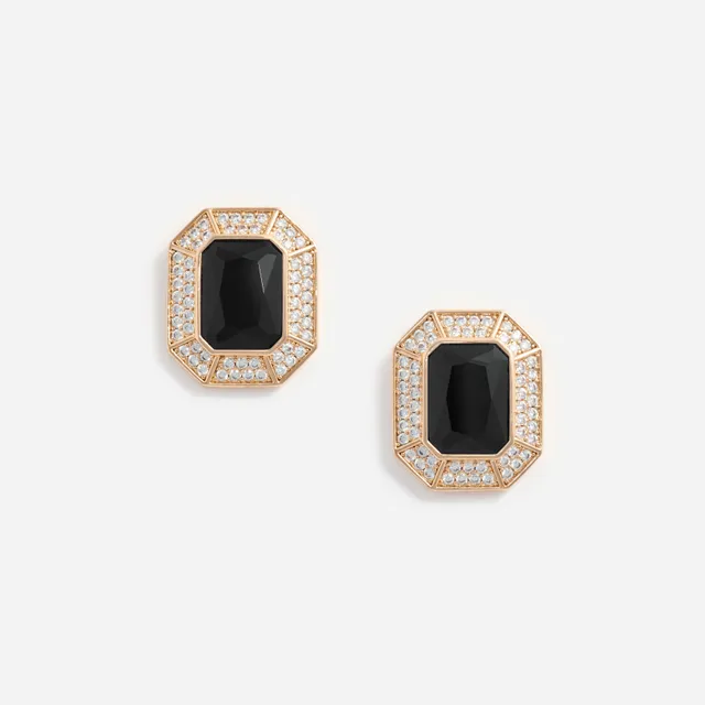 Self Portrait Black Crystal Ohrringe Gold Ohrstecker