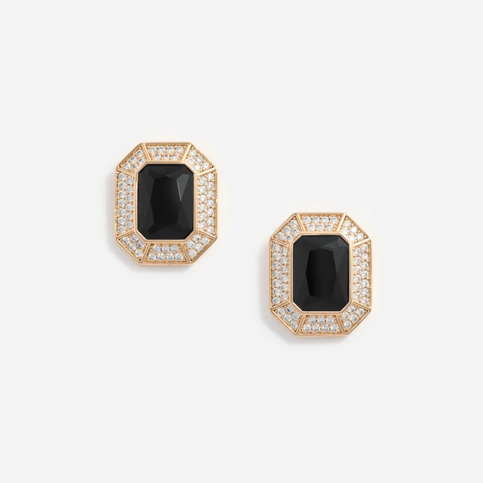 Self Portrait Black Crystal Ohrringe Gold Ohrstecker