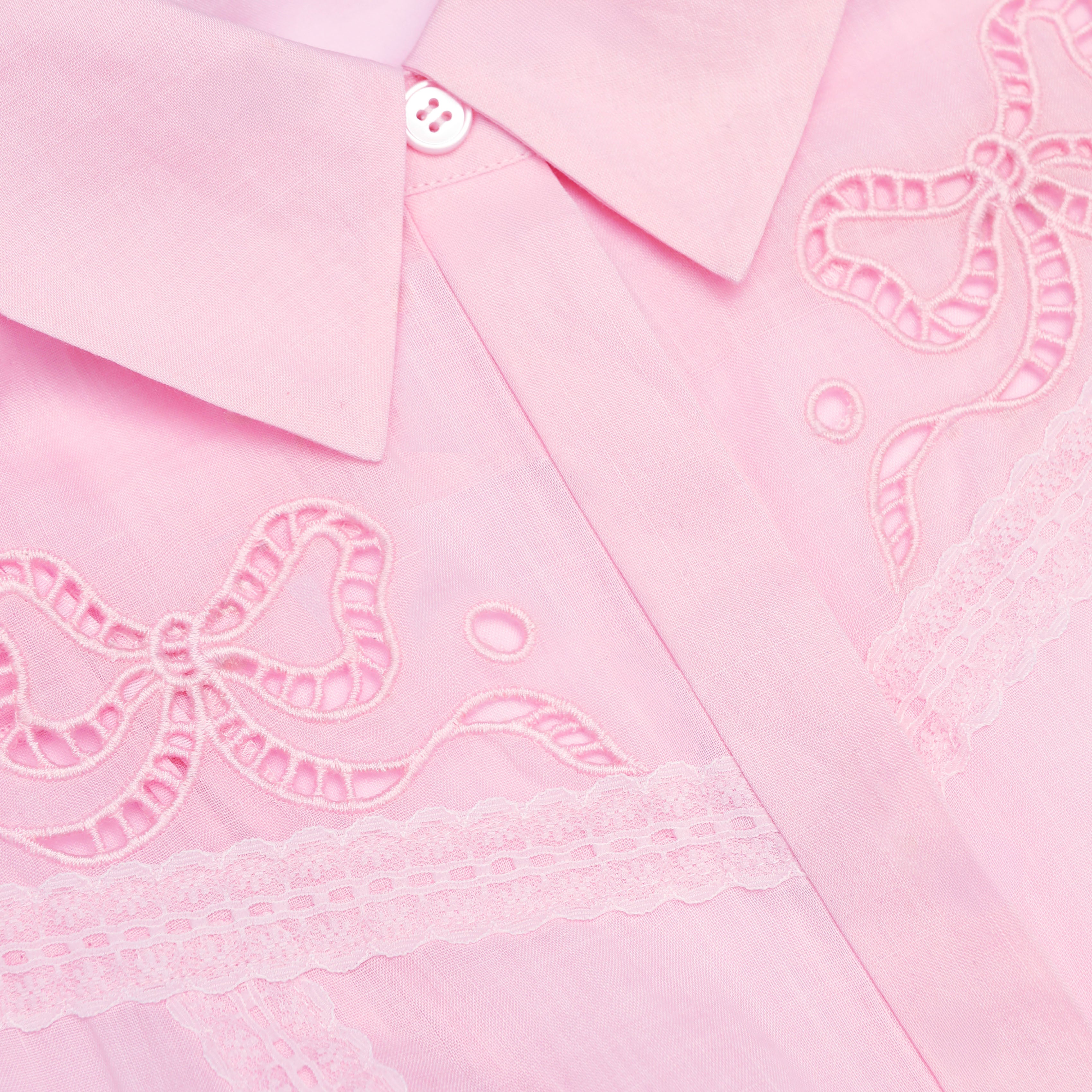 Self Portrait Pink Embroidered Minikleid Rosa UK 6 Leinen