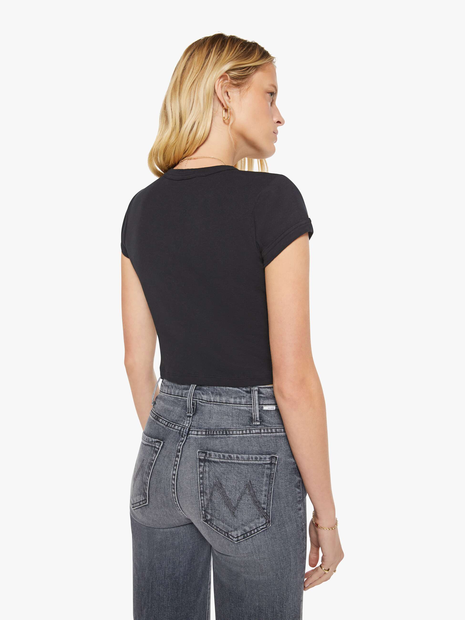 Mother The Itty Bitty Ringer Crop T-Shirt Schwarz Cropped