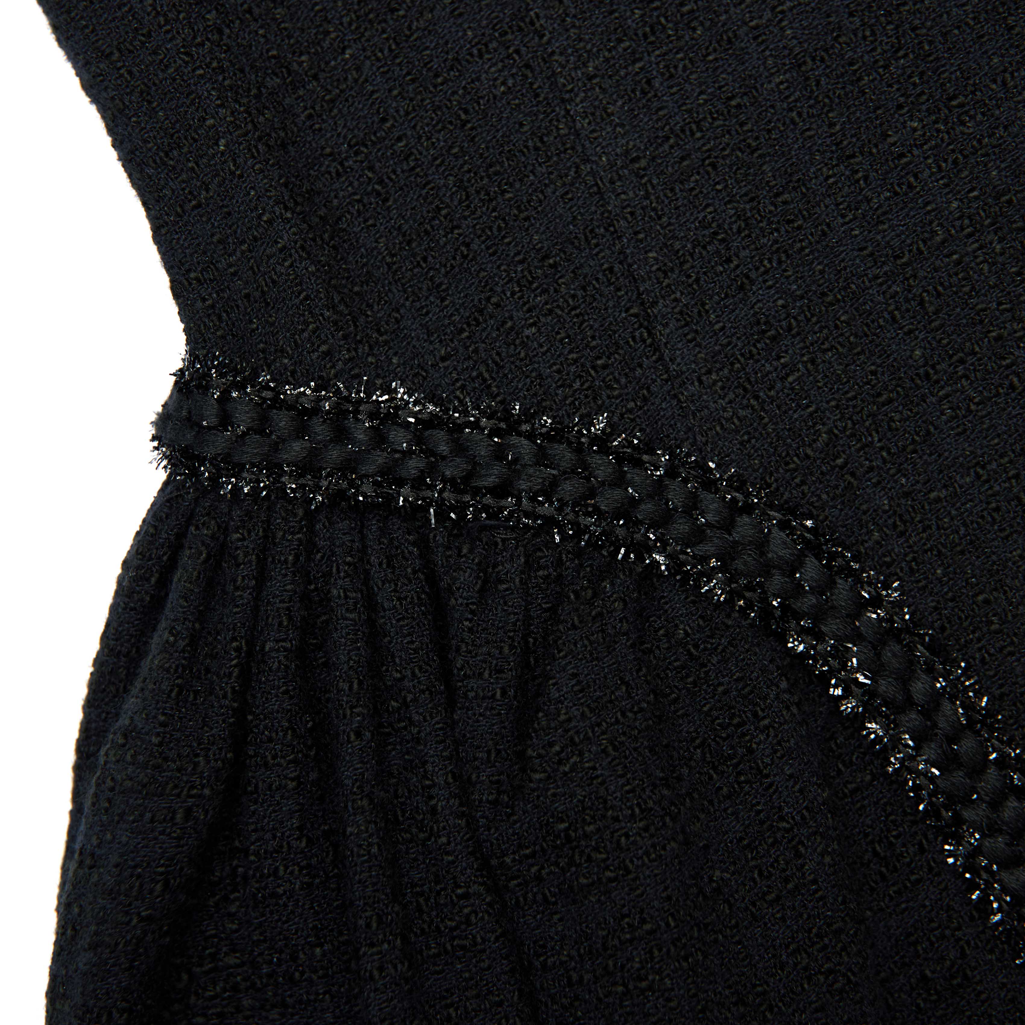 Self Portrait Black Boucle Midi Kleid Ärmellos Schwarz