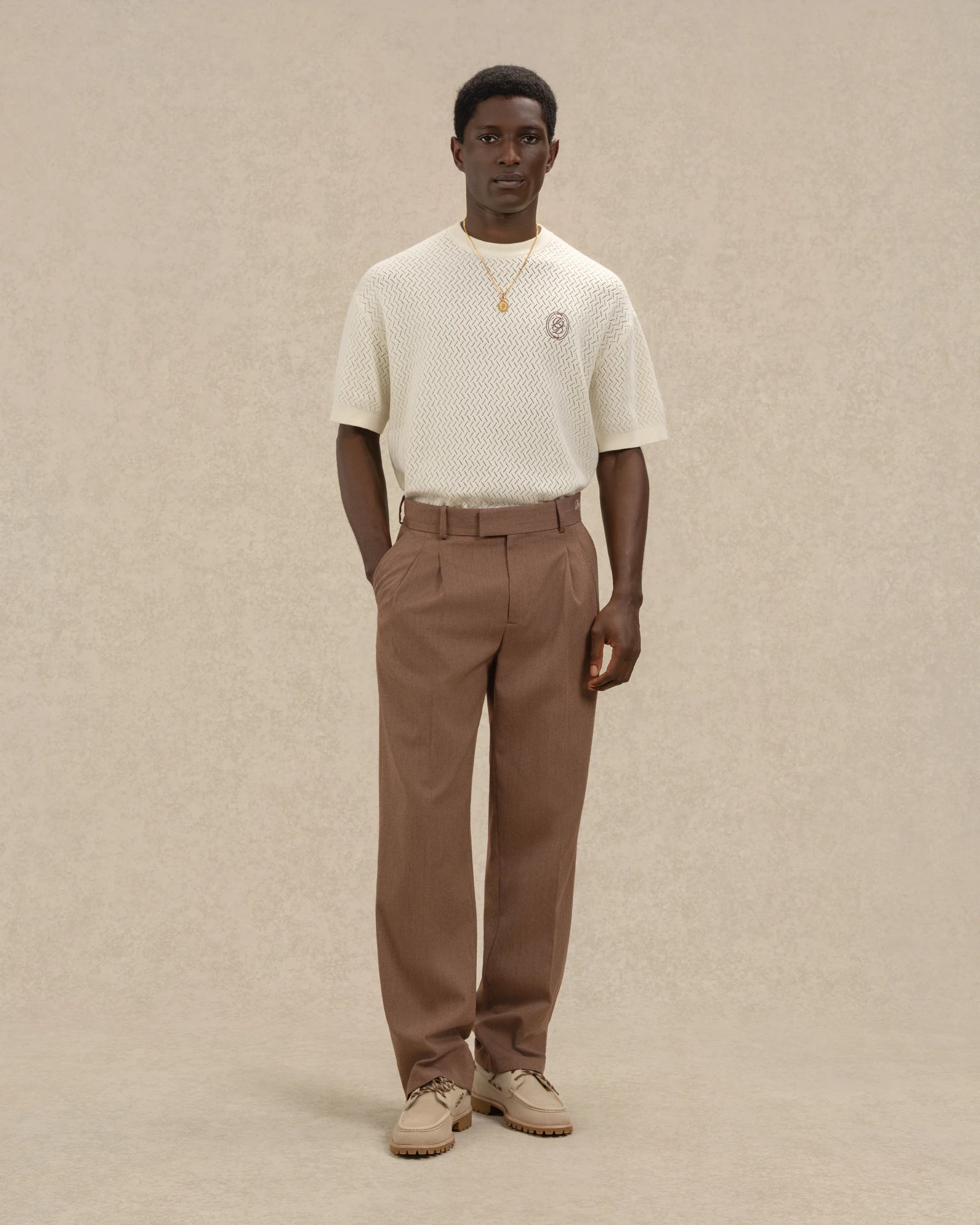 Drôle De Monsieur Ajourée D Miroir Strickshirt Off White Baumwolle