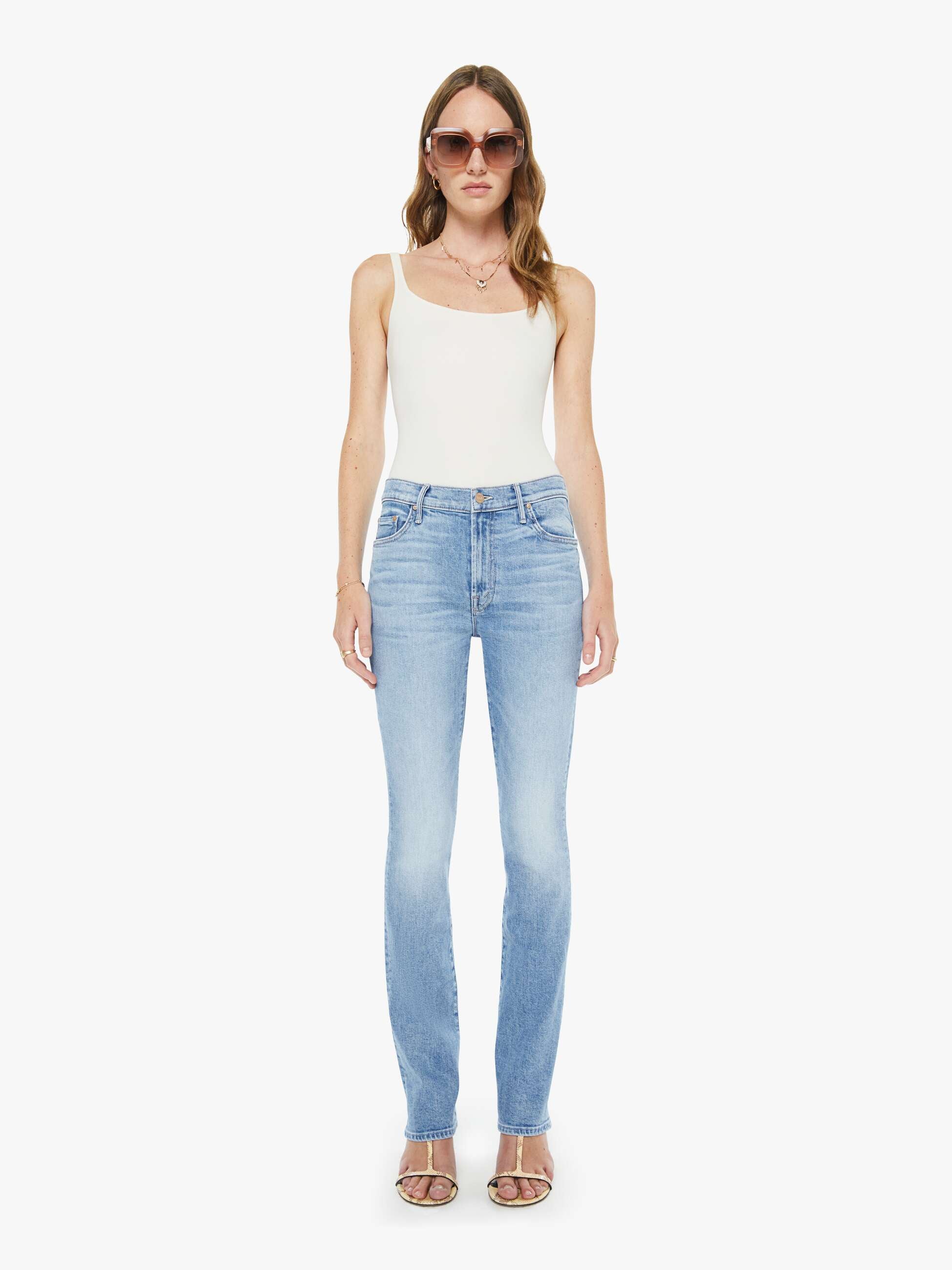 Mother The Insider Skimp Bootcut Jeans Hellblau