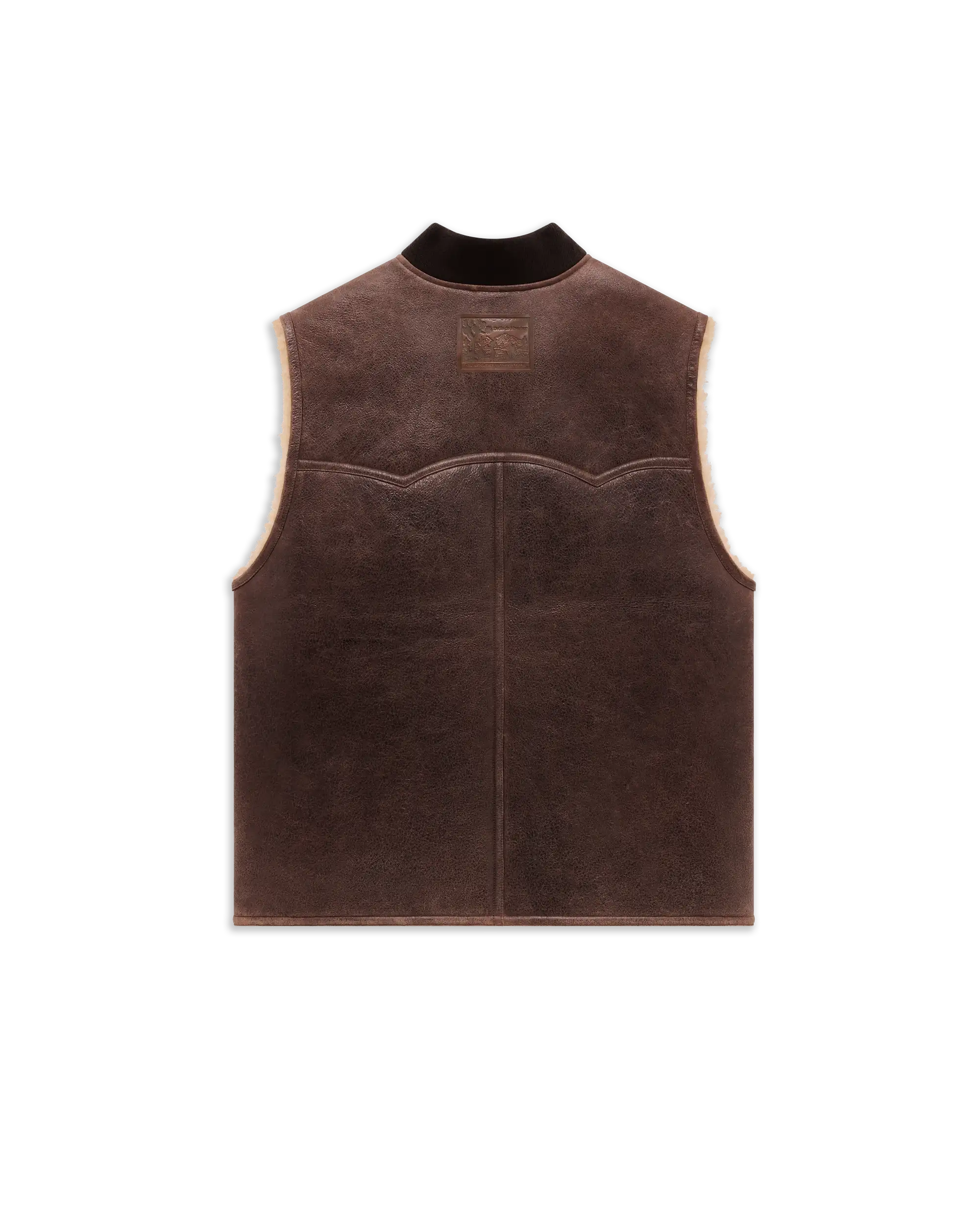 Drôle De Monsieur Shearling Sleeveless Zipped Vest Weste braun Leder