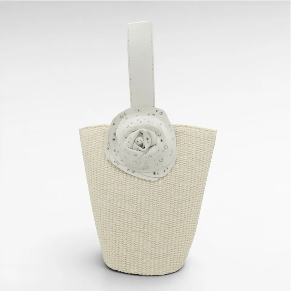 Gedebe Paloma Beuteltasche Raffia Leder 15x24cm