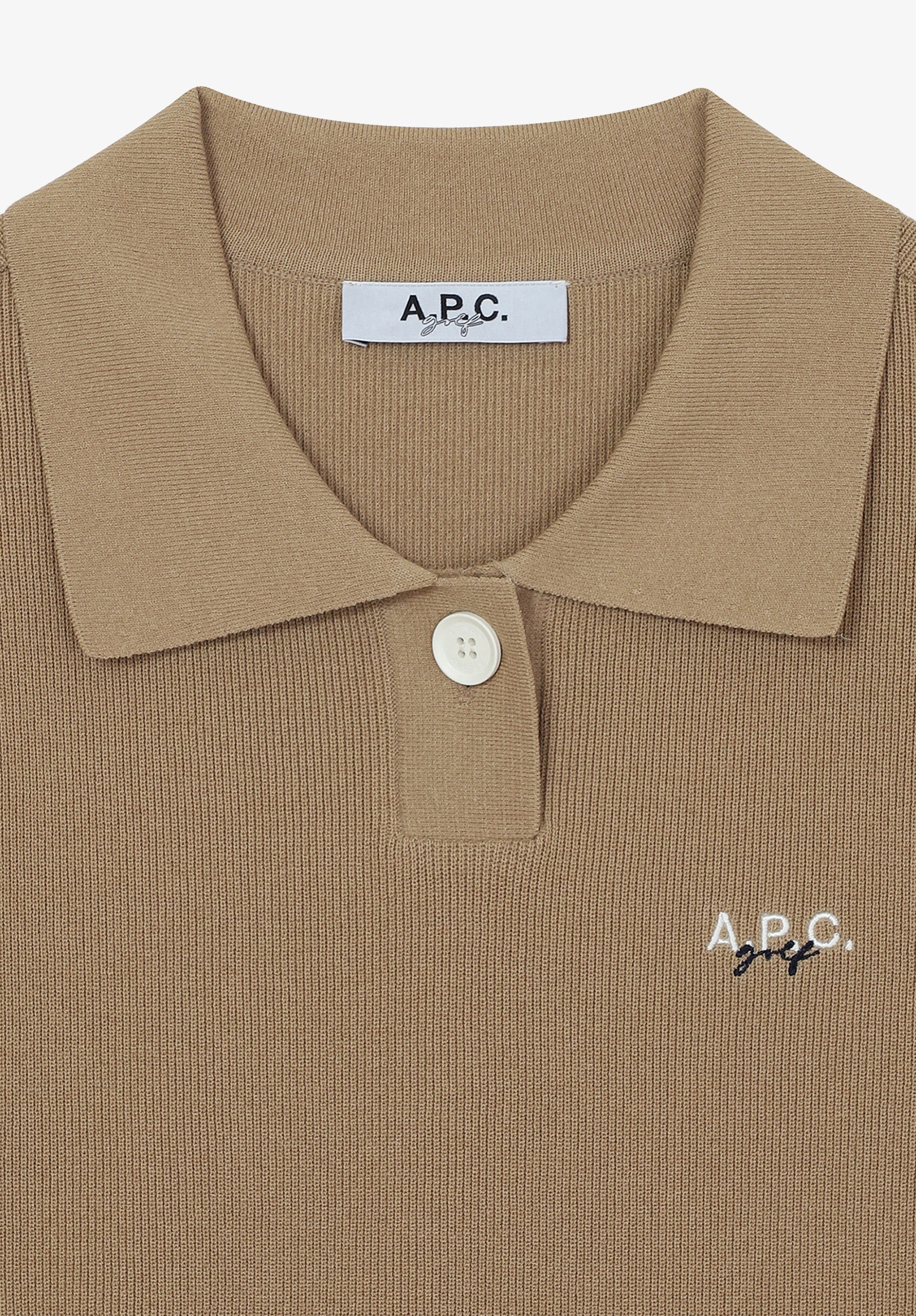 A.P.C. Golf Polohemd Ecru mit Kontrastkragen