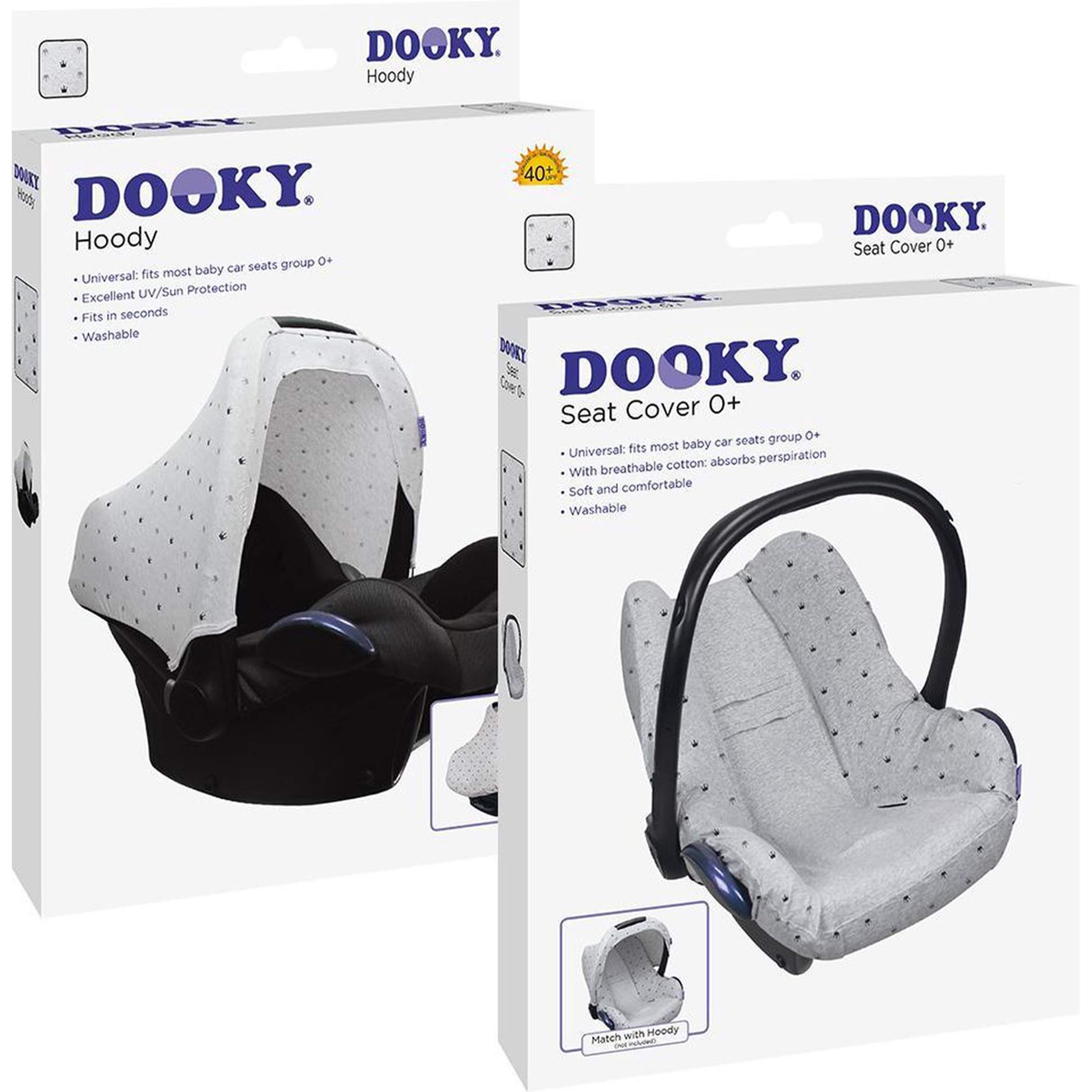 Dooky Hoody Combi Pack Sonnenschutz Babyschale Grey Crown Hellgrau