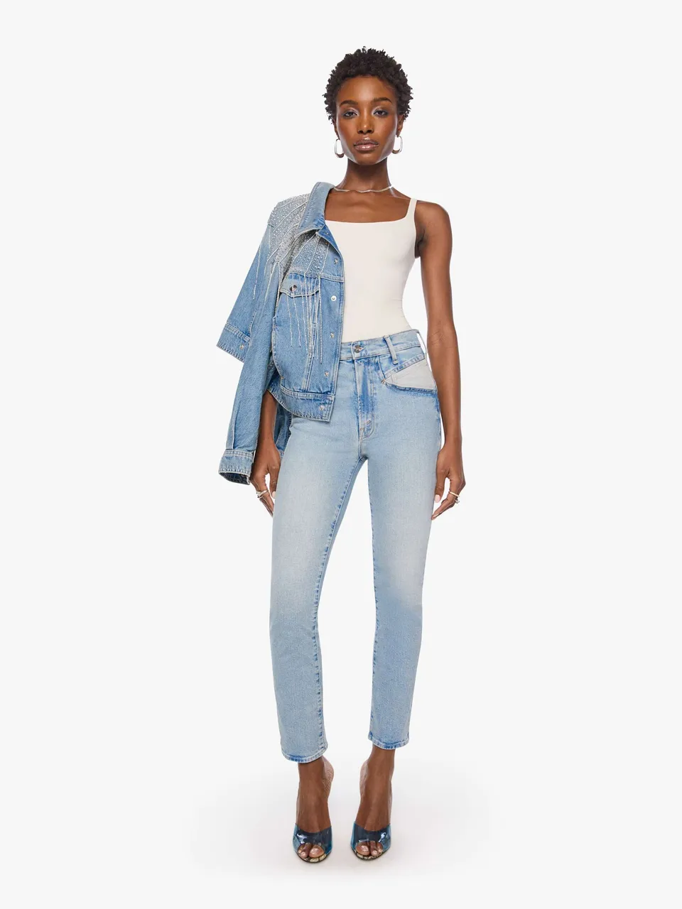 Mother Dazzler Hover Straight Jeans Dancercise Blau
