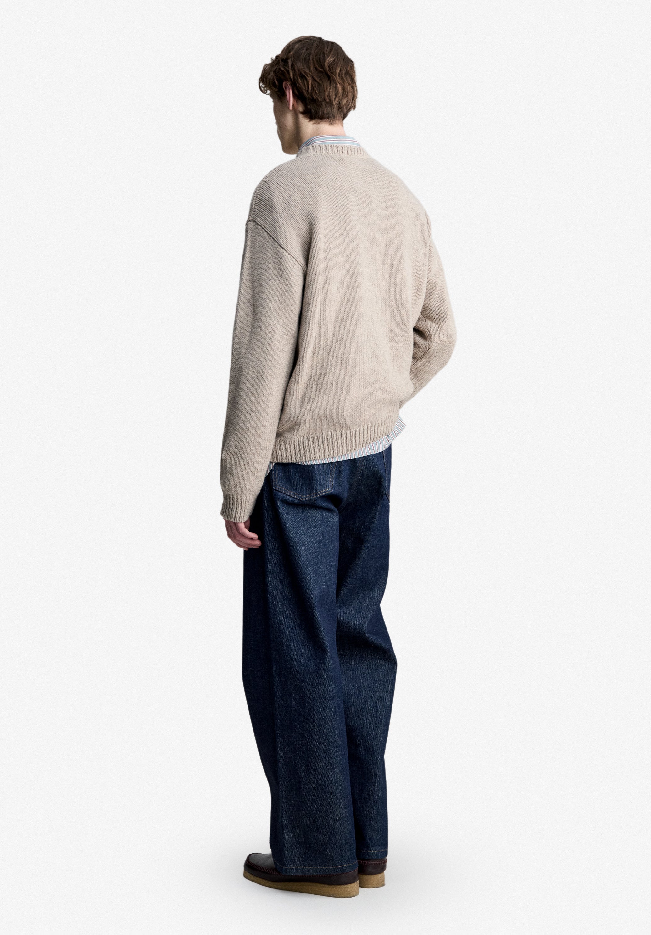 A.P.C. Pullover Taupe Wolle M mit Logo recycelt