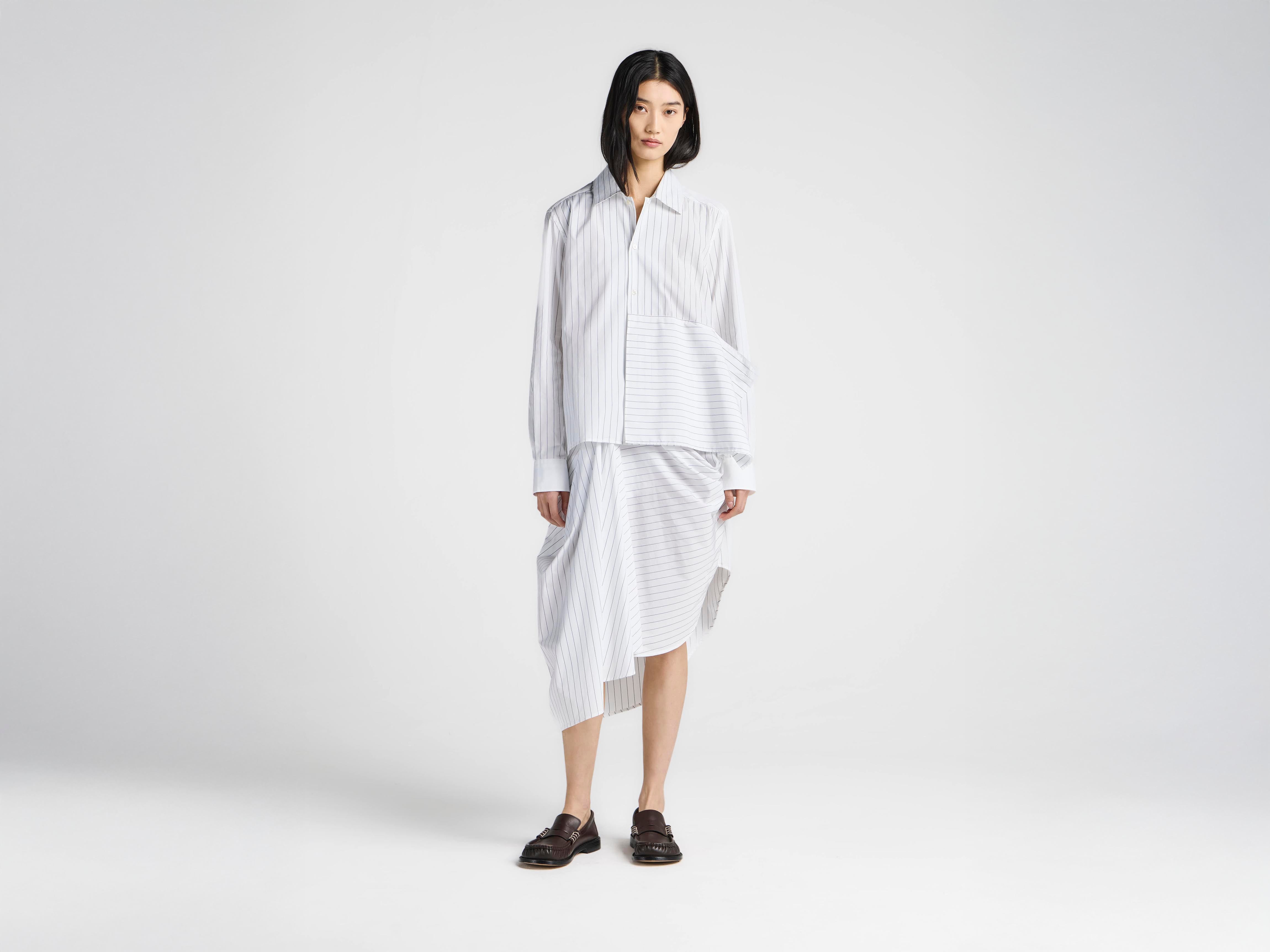 J.W.Anderson Asymmetric Draped Bluse Weiß Blau Damen