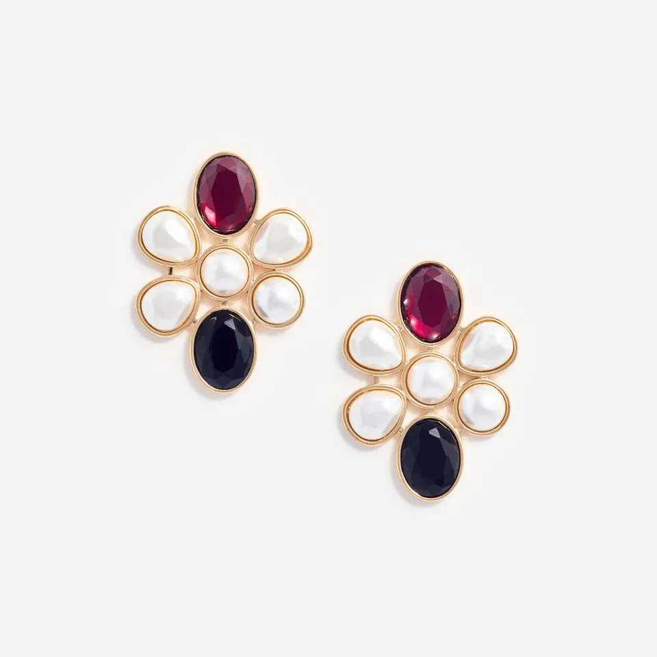 Self Portrait Jewellery Pearl Crystal Cluster Ohrringe Gold