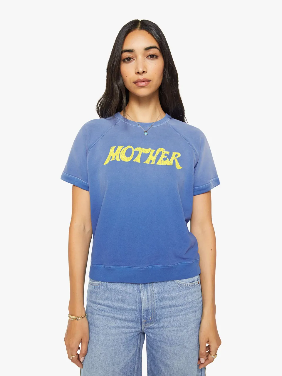 MOTHER Concert Sweatshirt Swirl Blau Kurzarm