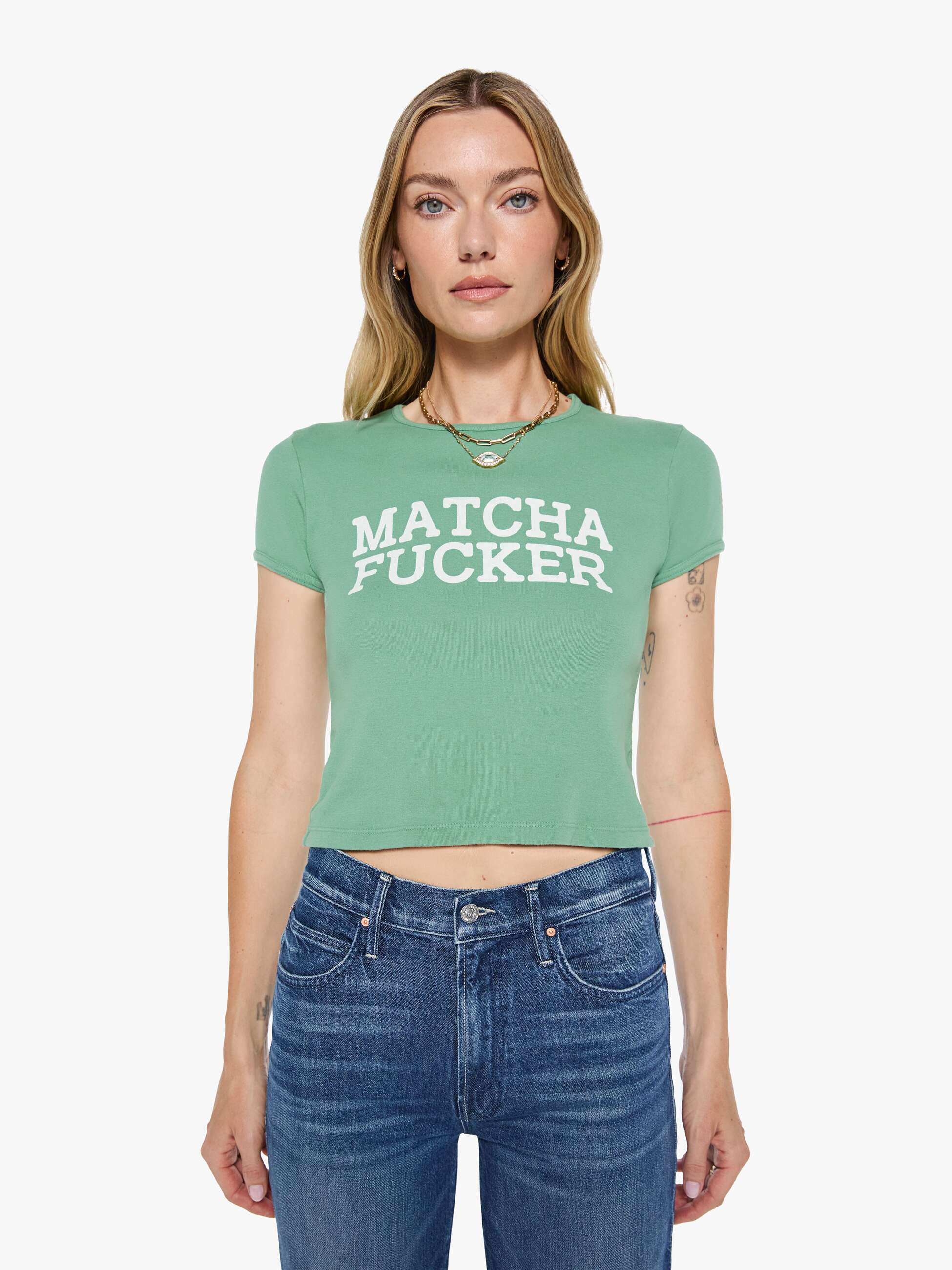 Mother The Itty Bitty Ringer T-Shirt Matcha Grün cropped