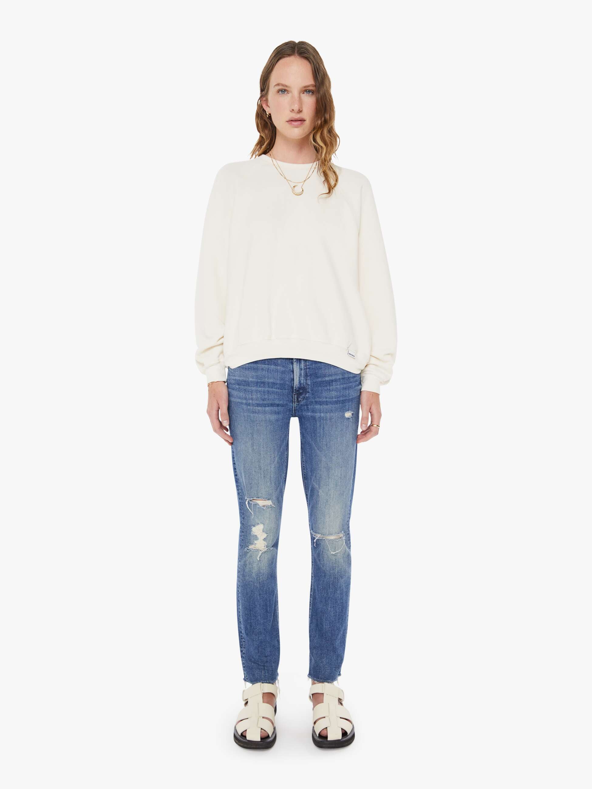 Mother The Biggie Concert Sweatshirt Cream