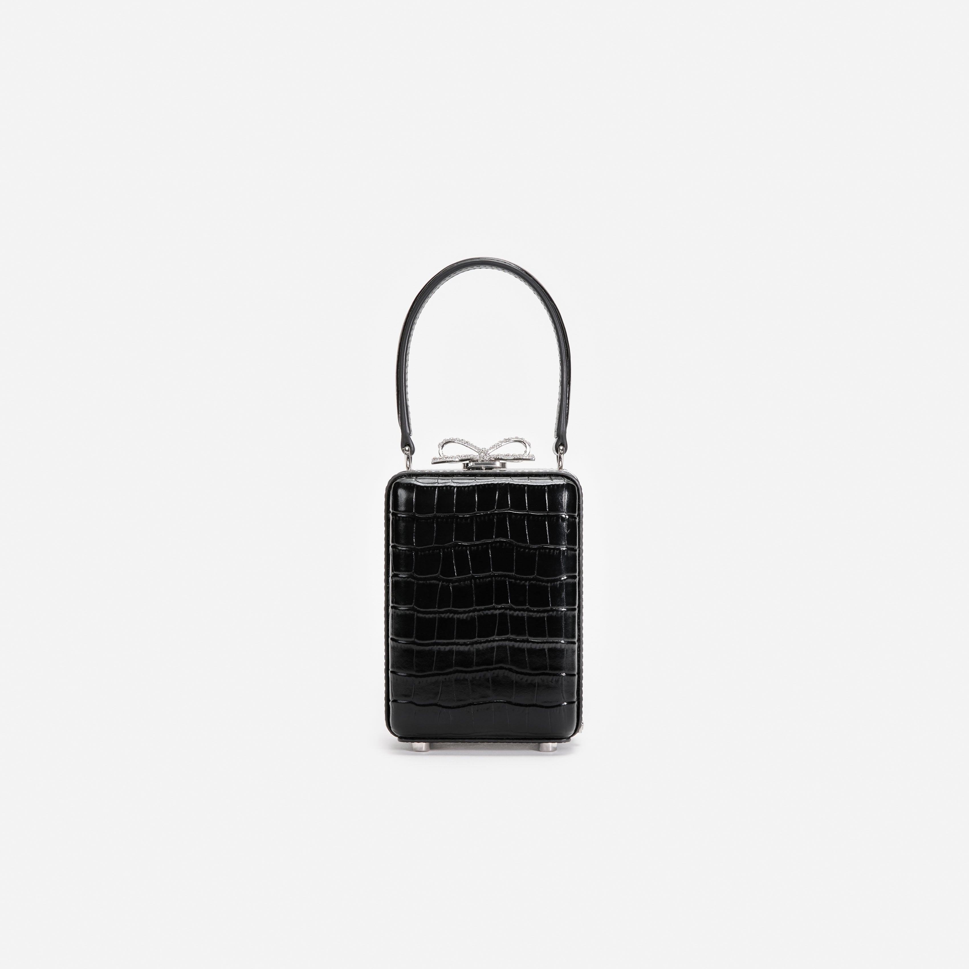 Self Portrait Black Croc Micro Bag Handtasche Schwarz Leder