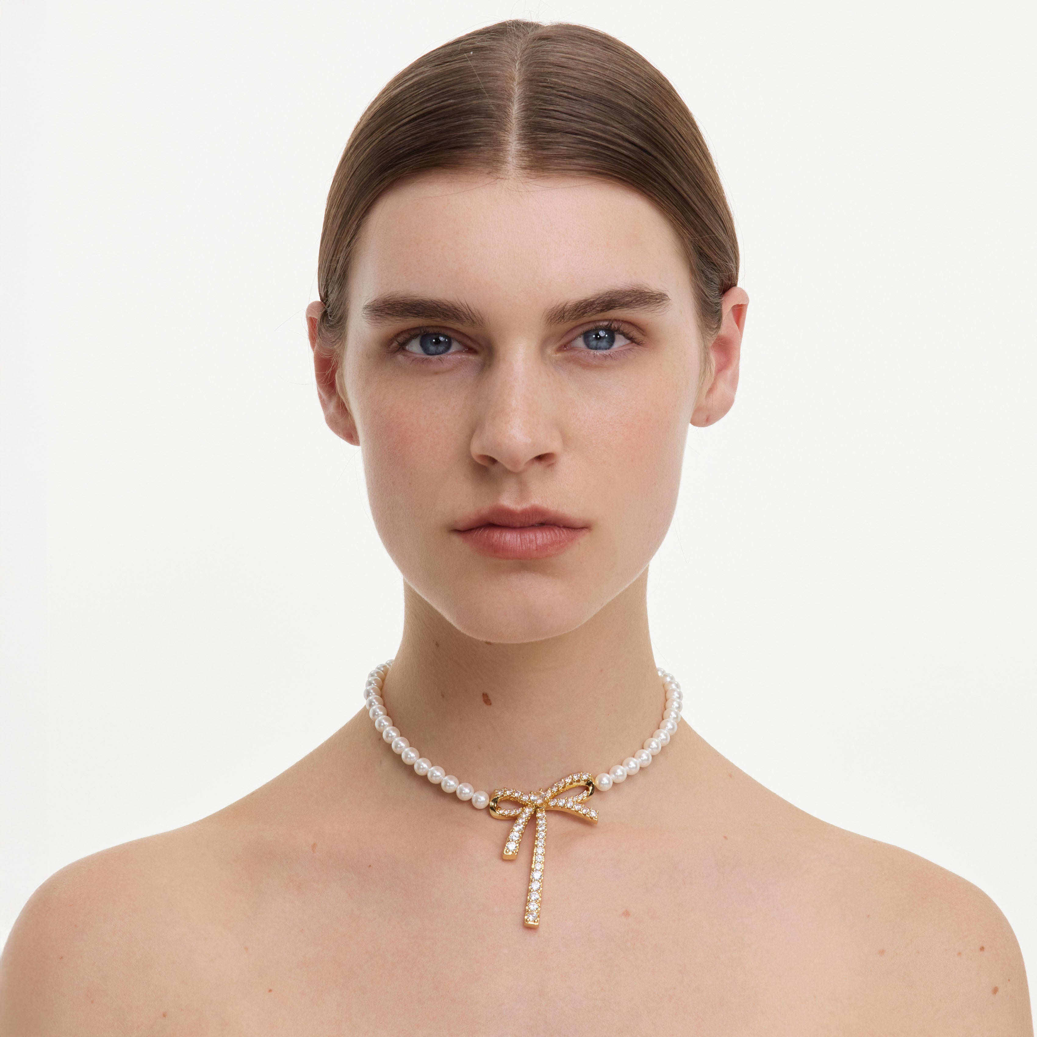 Self Portrait Gold Bow Pearl Halskette Gold One Size