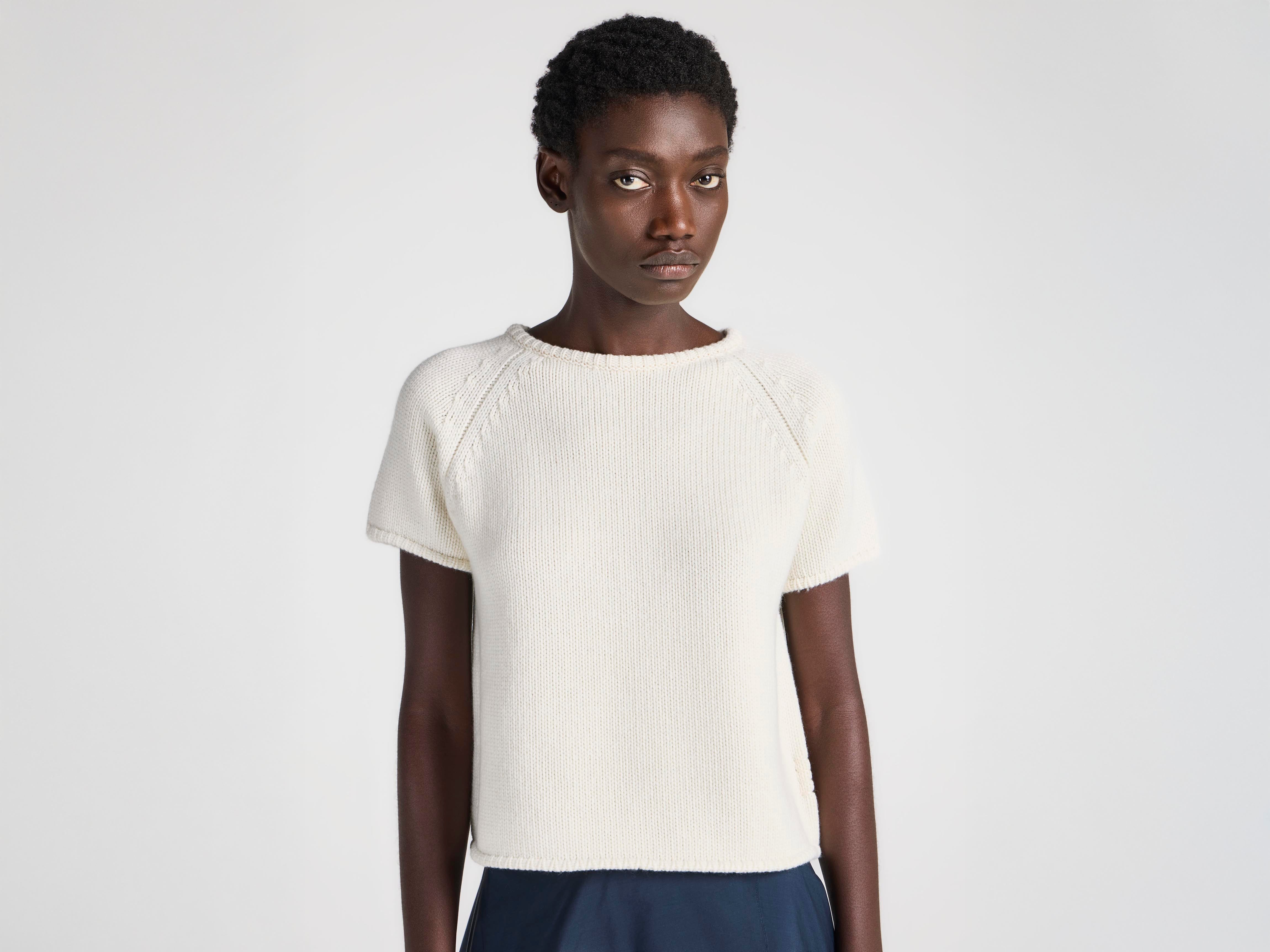 J.W.Anderson Knitted T-Shirt Ivory Strick Kurzarm