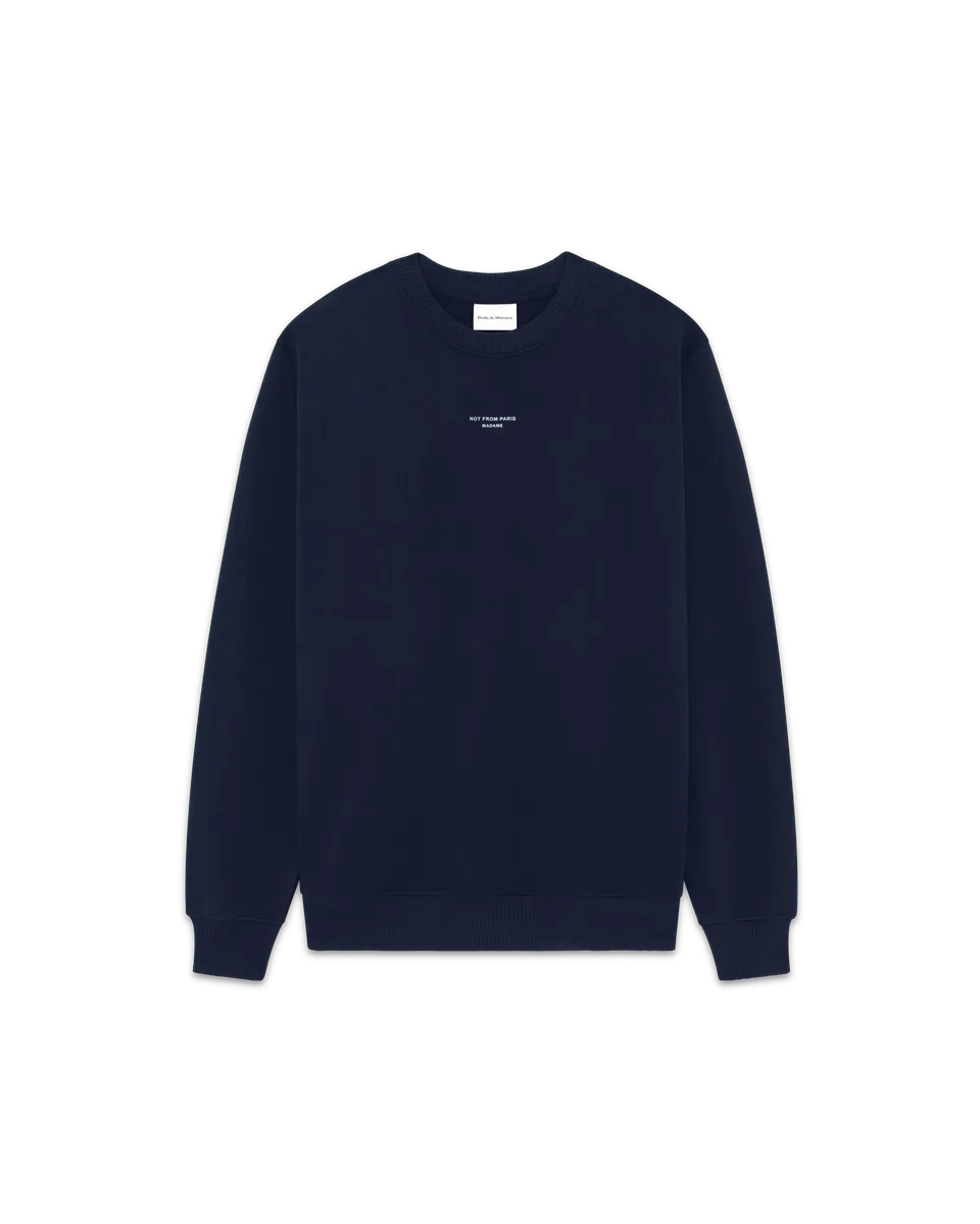 Drôle De Monsieur Sweatshirt Slogan Classique Navy Baumwolle