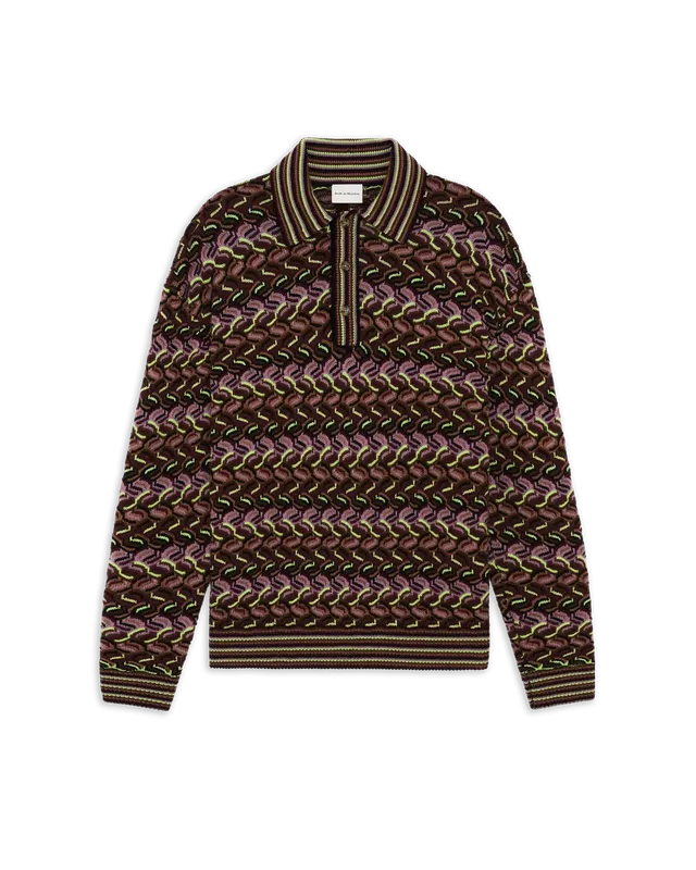 Drôle De Monsieur Coogie Longsleeve Polo Strickpolo Multicolor