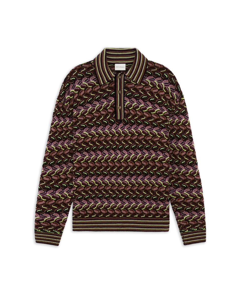Drôle De Monsieur Coogie Longsleeve Polo Strickpolo Multicolor
