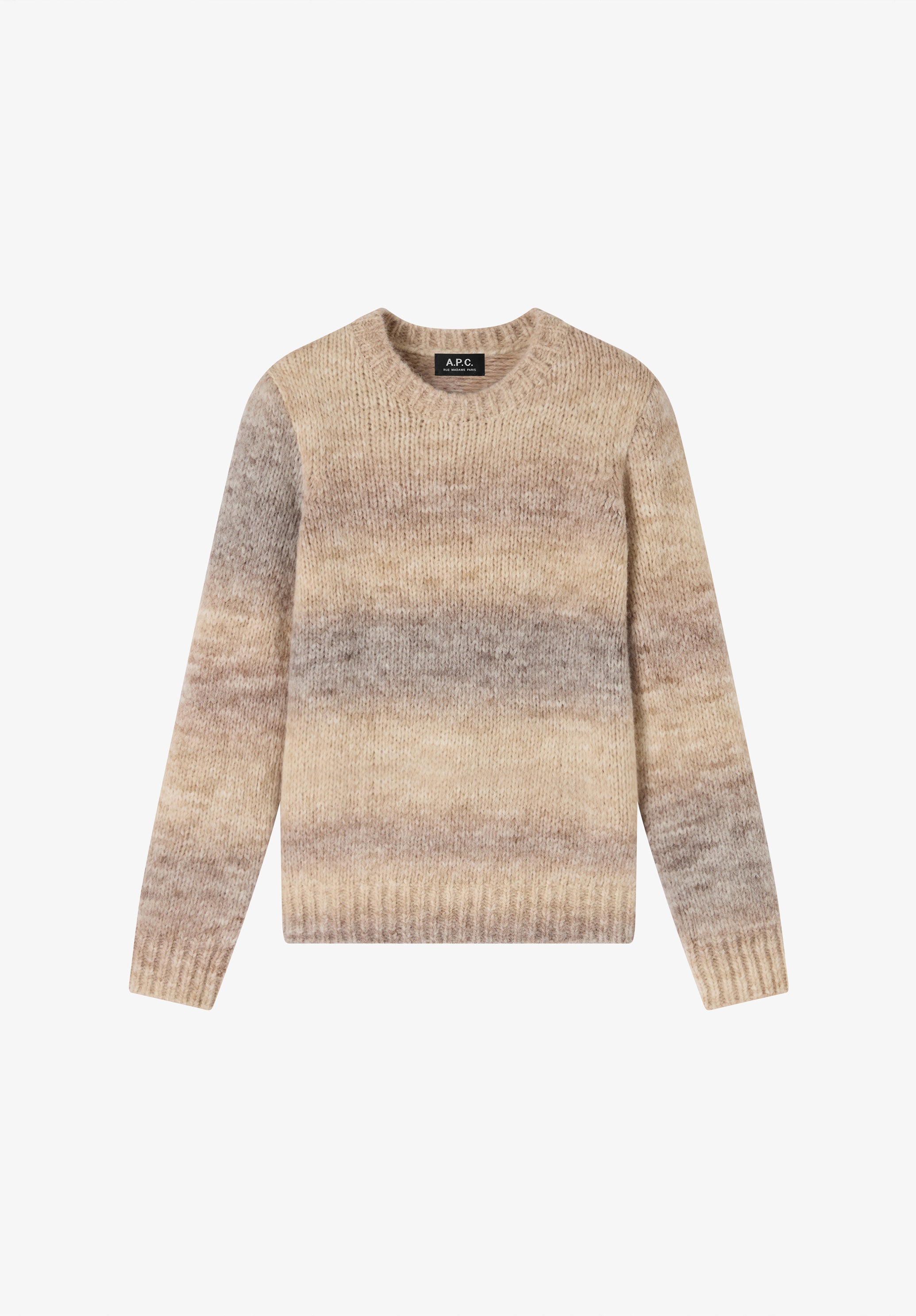 A.P.C. Pullover Beige Streifen Rundhals Weich Warm