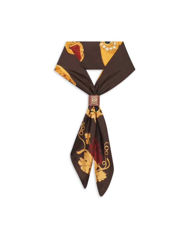 Drôle De Monsieur Bandana M-BA038 Seidentuch Braun Ring
