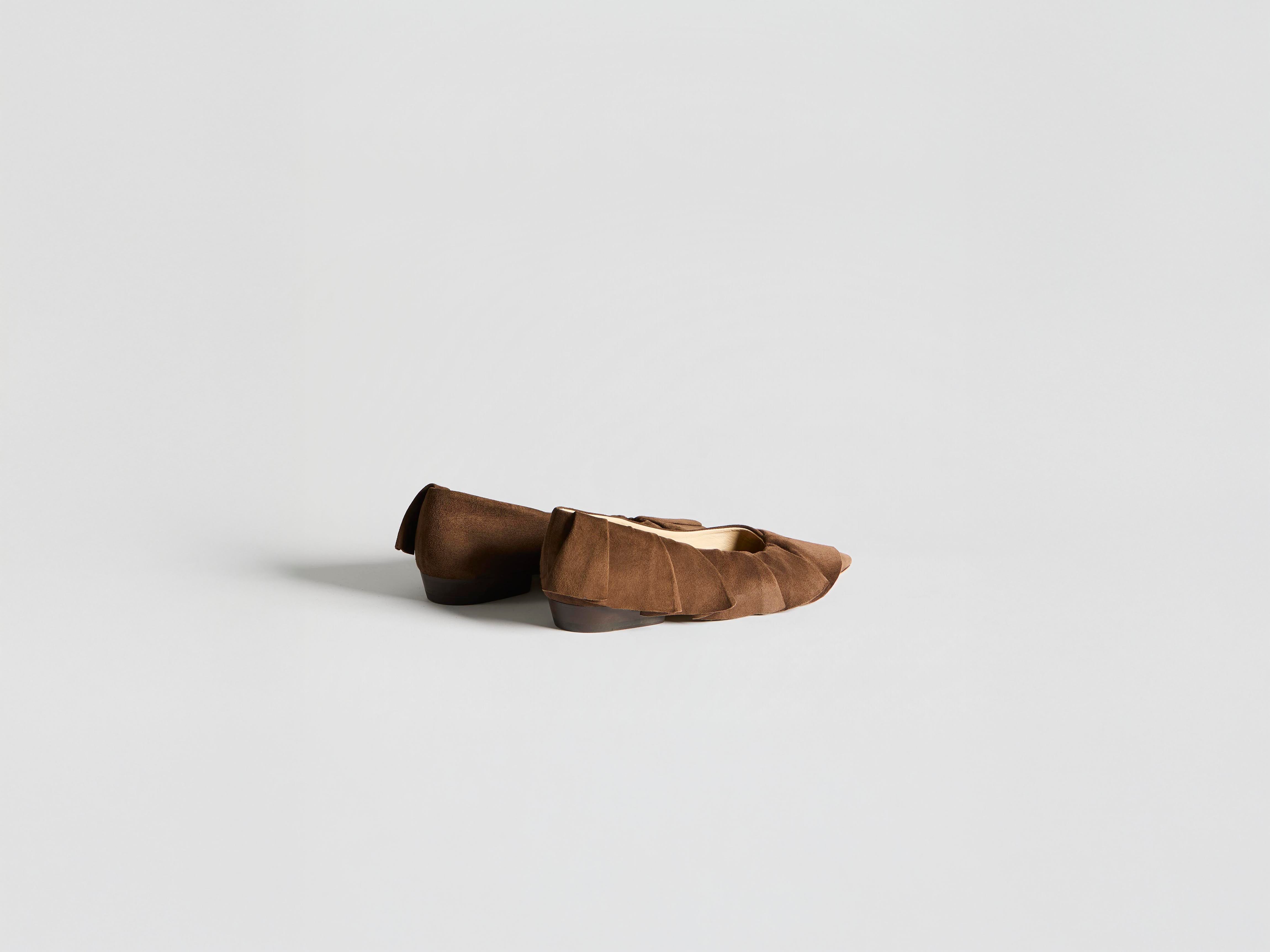 J.W.Anderson Ruffle Ballerina Braun Wildleder