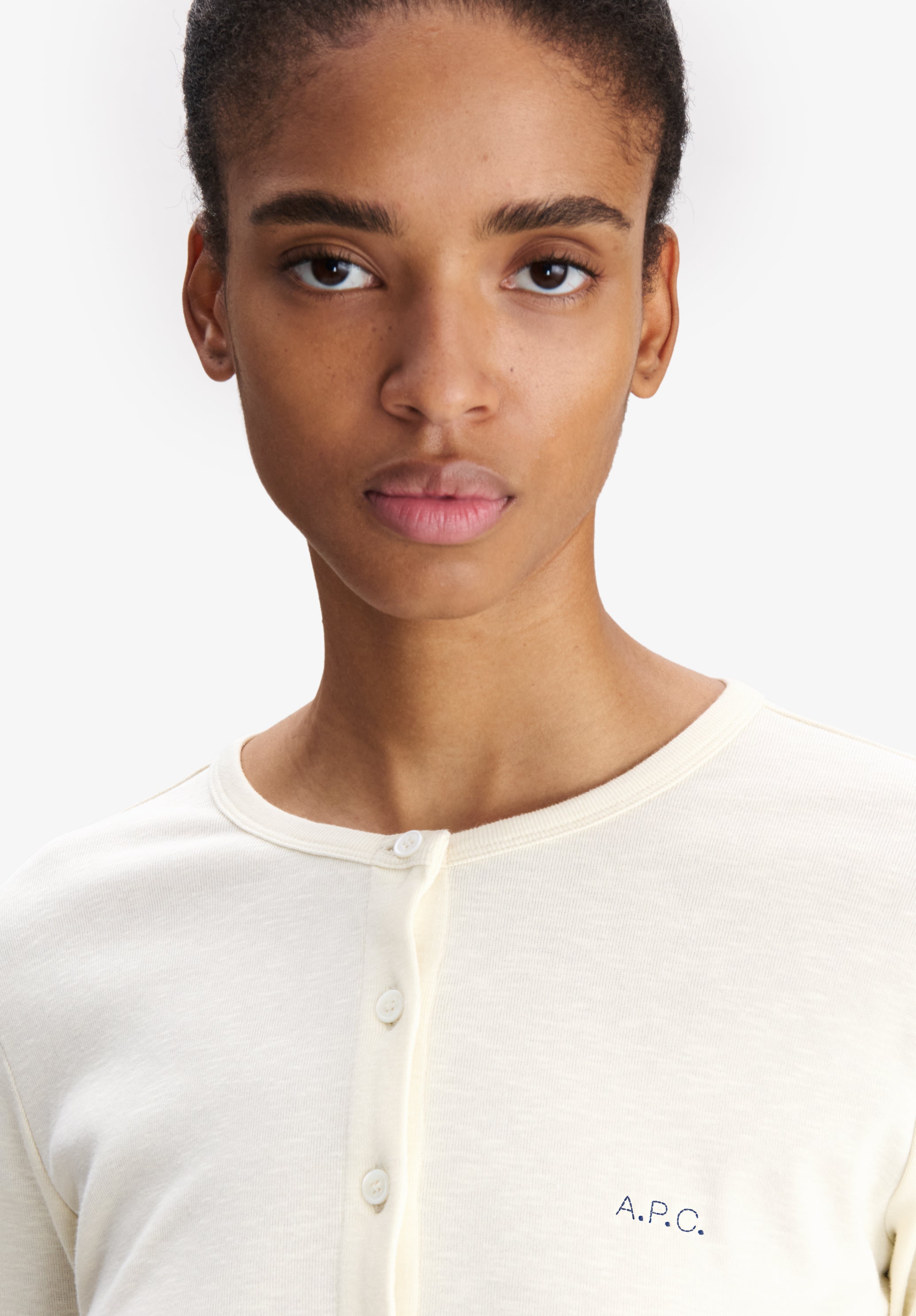 A.P.C. Cardigan Ecru Bio-Baumwolle Mikrologo
