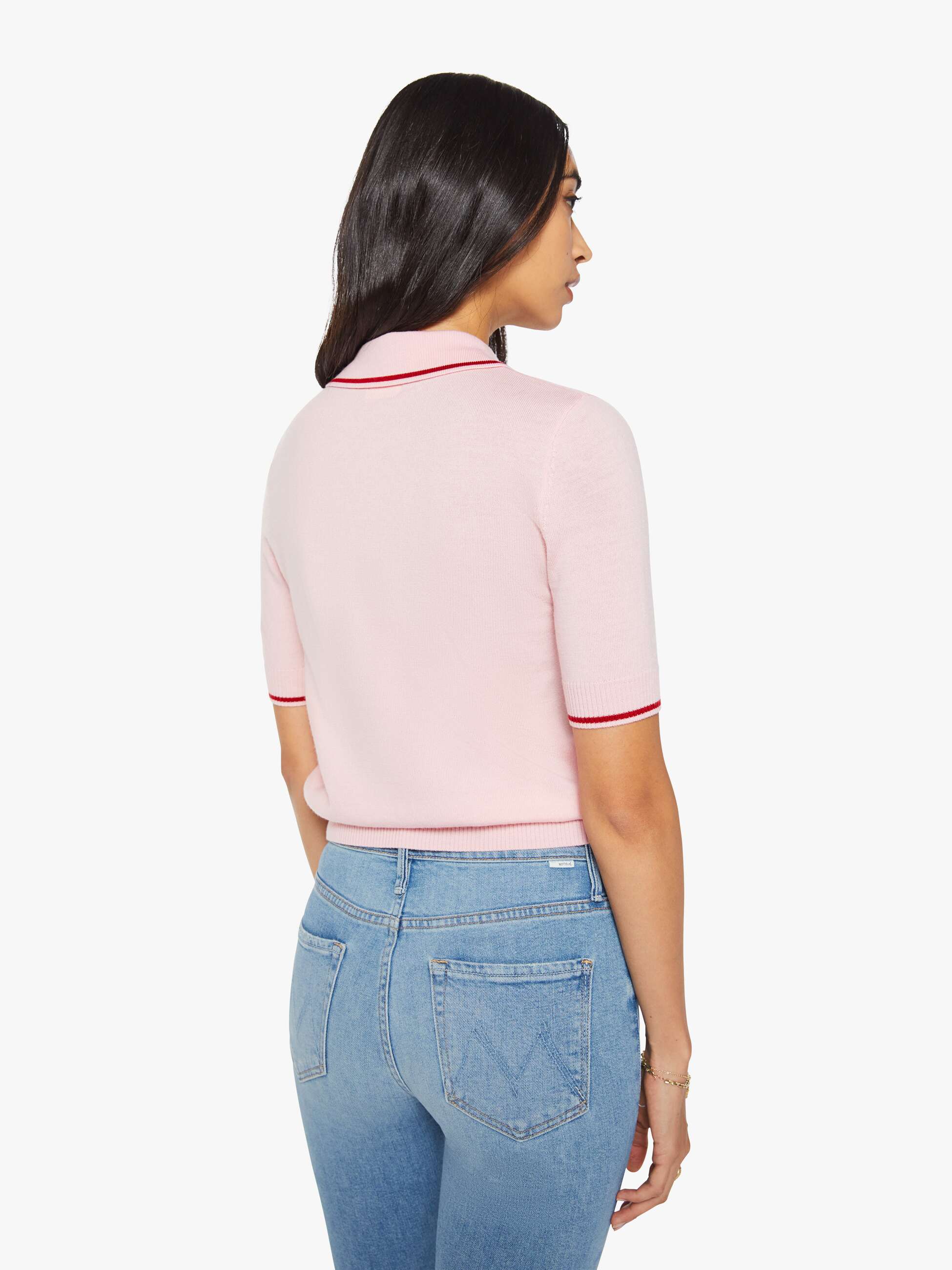 Mother S/S Ruffle Raquette Pullover Pink Rot Wolle