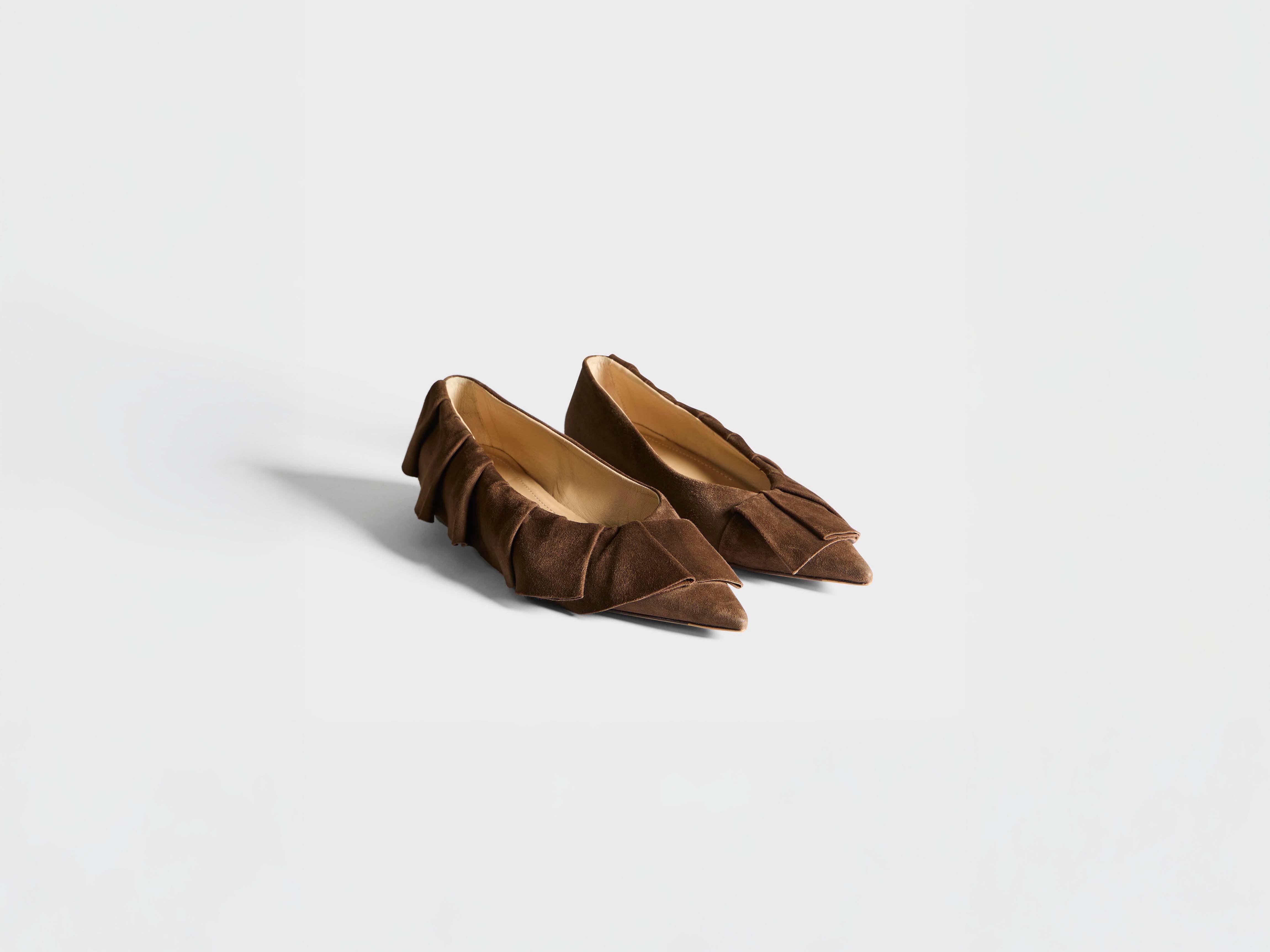 J.W.Anderson Ruffle Ballerina Braun Wildleder