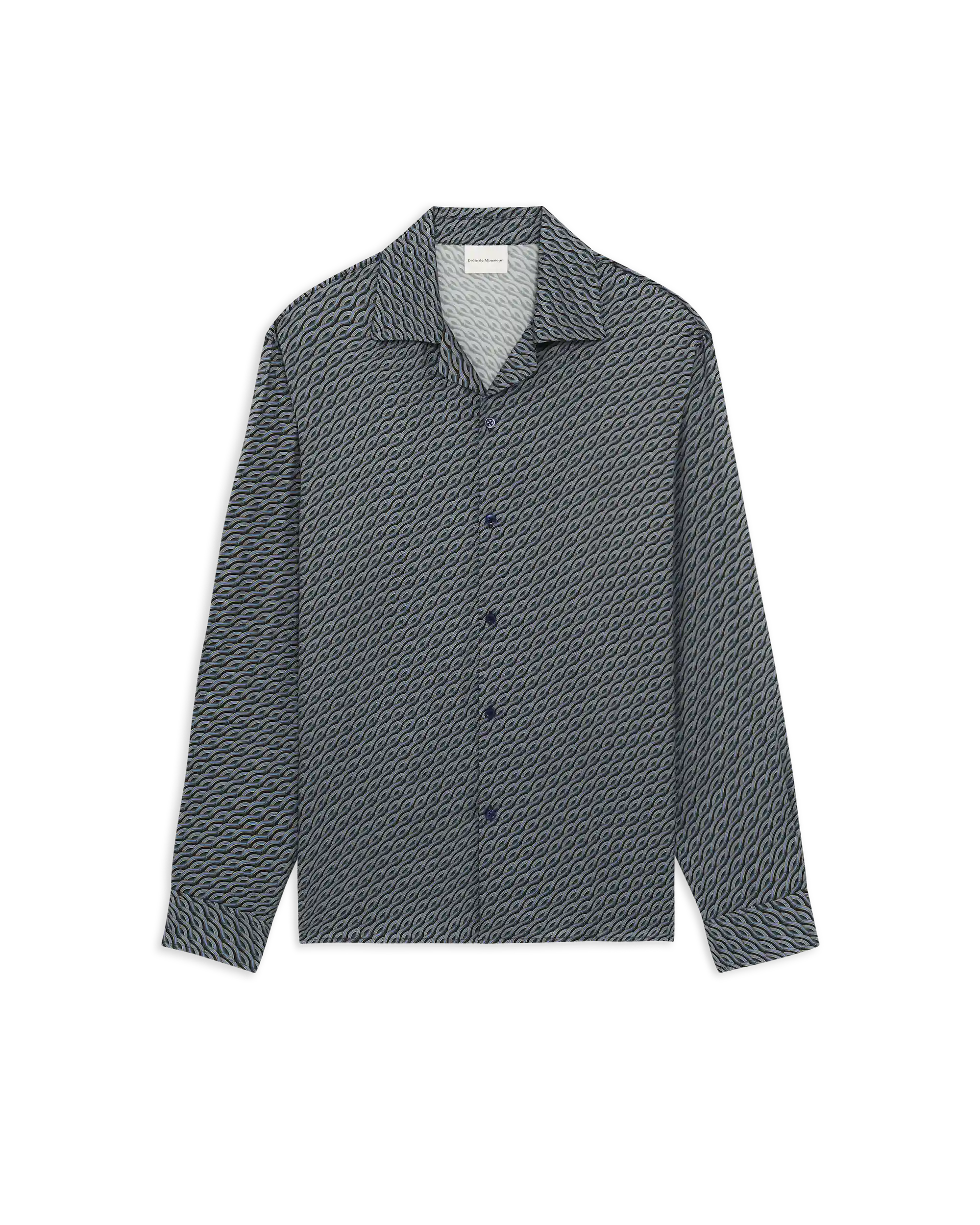 Drôle De Monsieur Notcha Torsades Langarm Hemd Navy Viskose