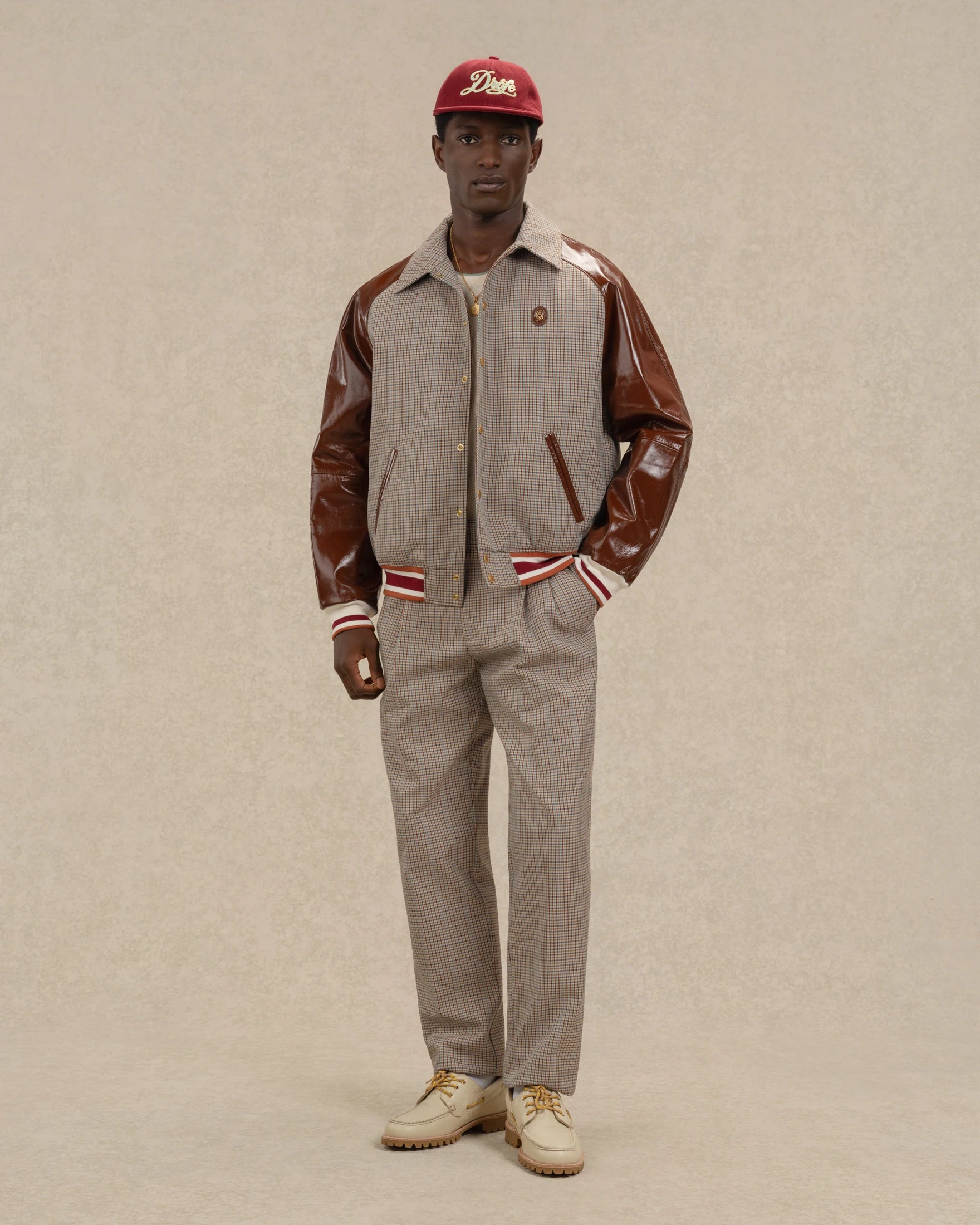 Drôle De Monsieur Veste Mix Cuir Jacke beige Leder