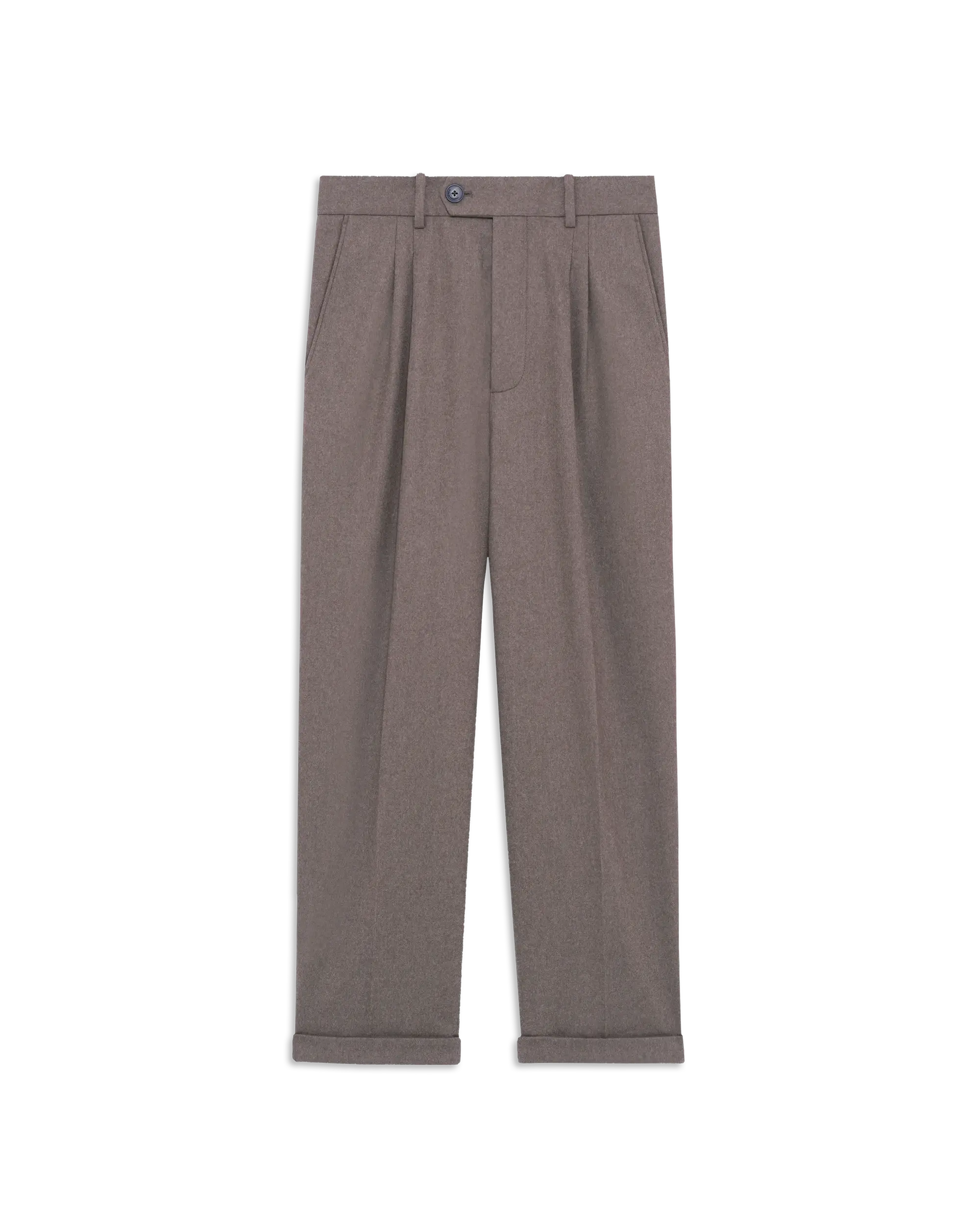 Drôle De Monsieur Cropped Pleated Hose Hellbraun Wolle