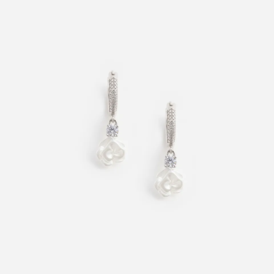 Self Portrait Jewellery Crystal Flower Creolen Silber One Size