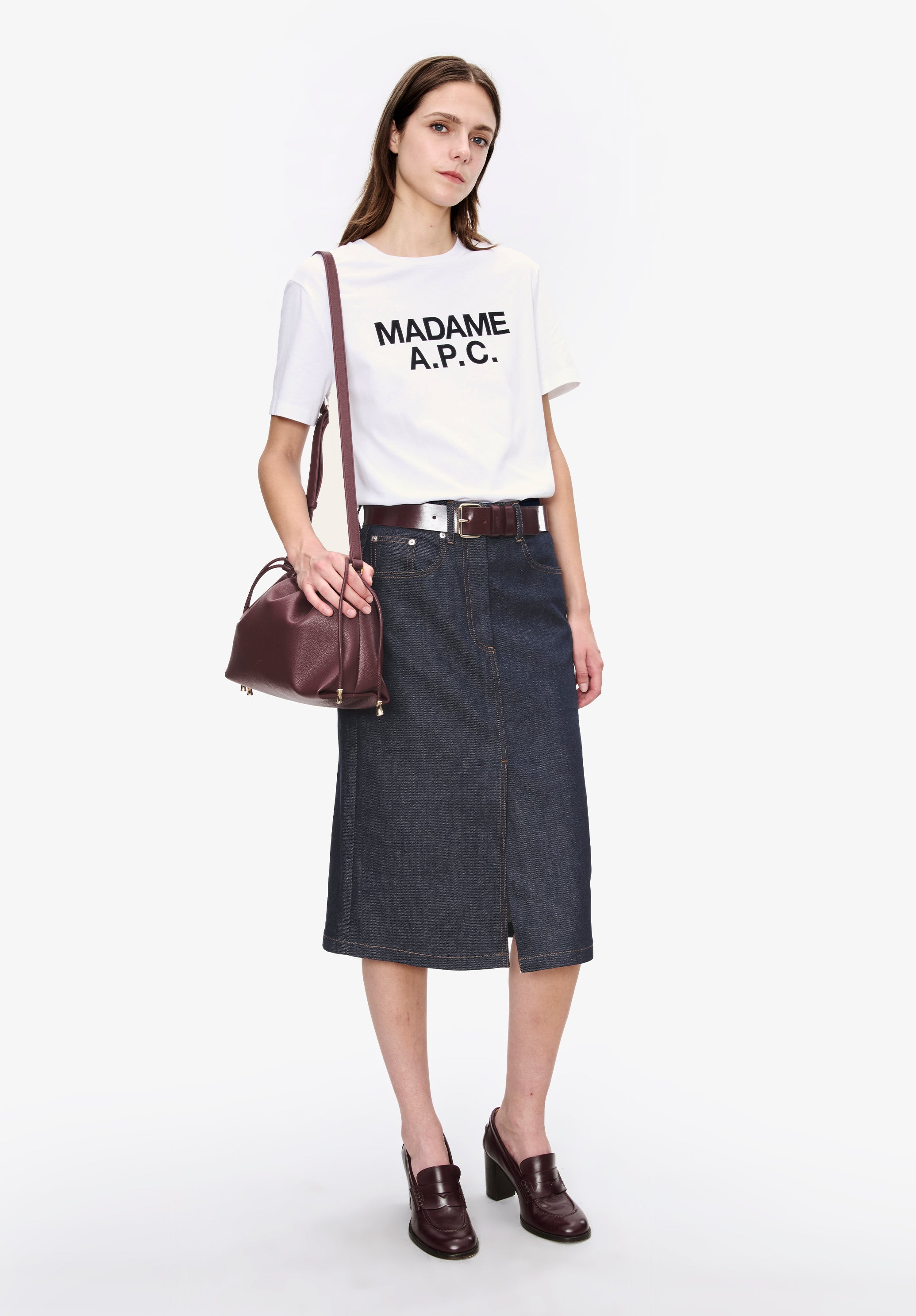 A.P.C. Rock Lizzie Denimrock blau, japanischer Denim, mittelalteilig mittellang