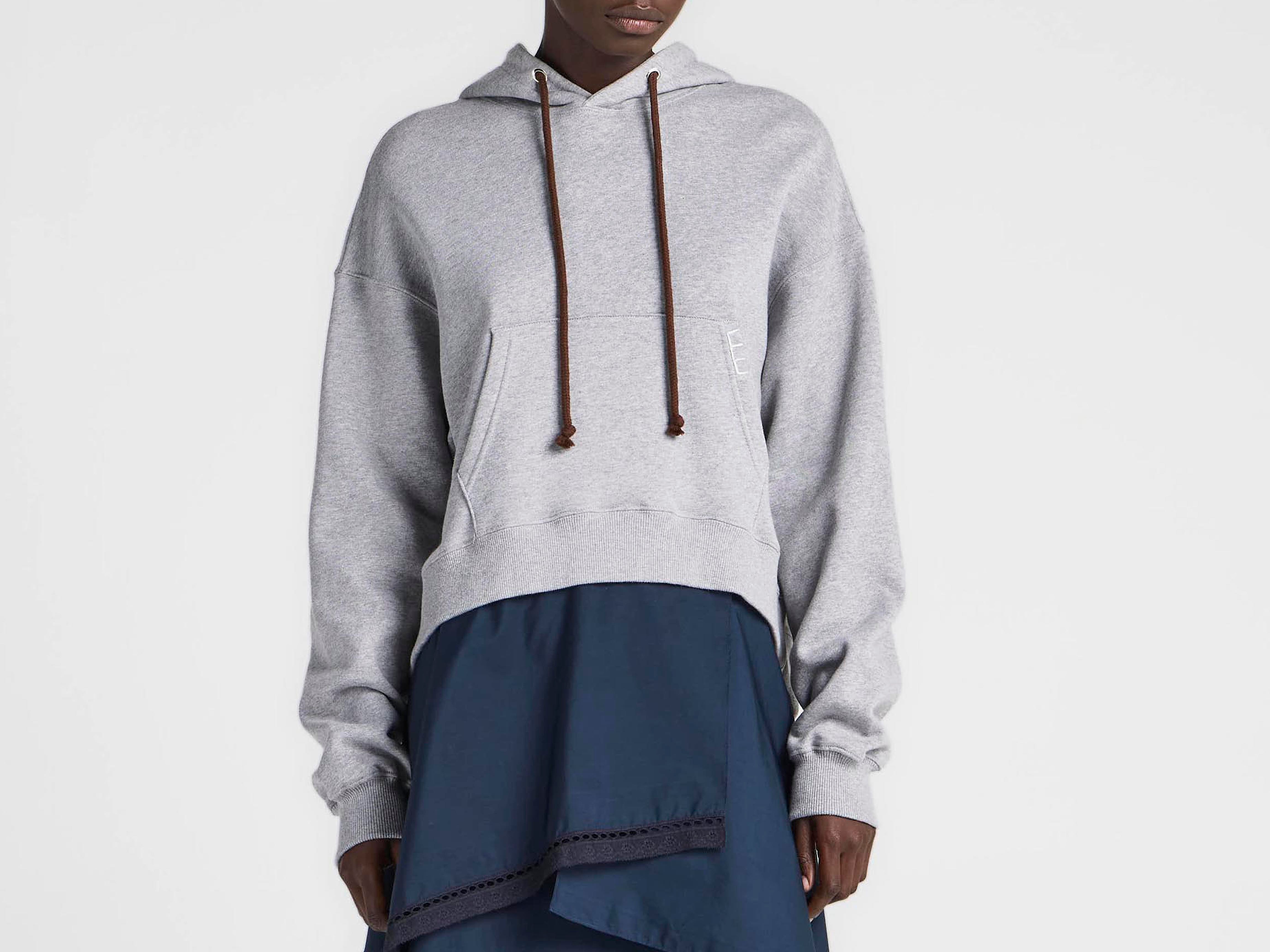 J.W.Anderson Curved Hem Hoodie Grau Kapuzenpulli