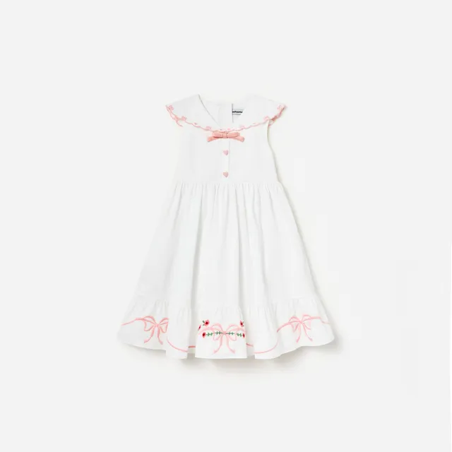 Self Portrait Cotton Bow Kinderkleid weiß