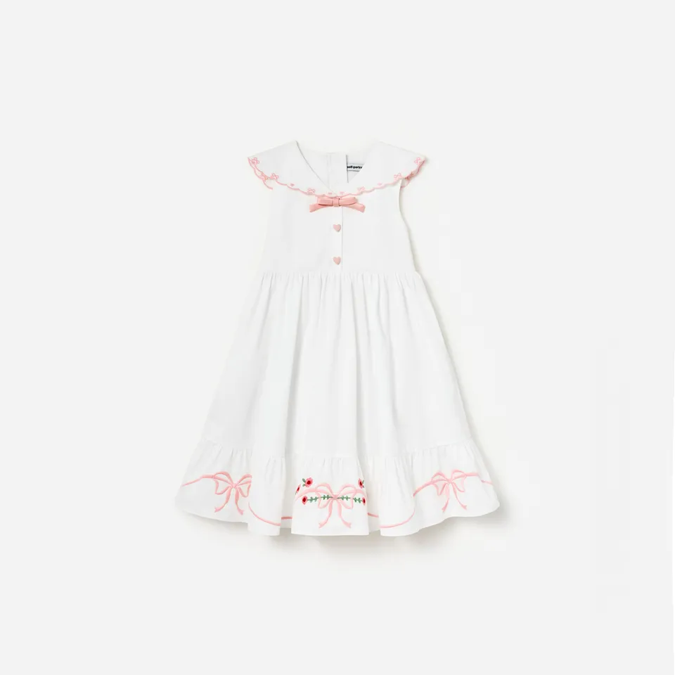 Self Portrait Cotton Bow Kinderkleid weiß