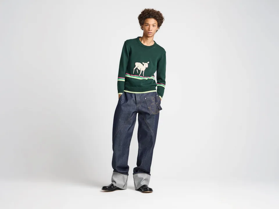 J.W.Anderson Twisted Turn-Up Workwear Denim Jeans Indigo