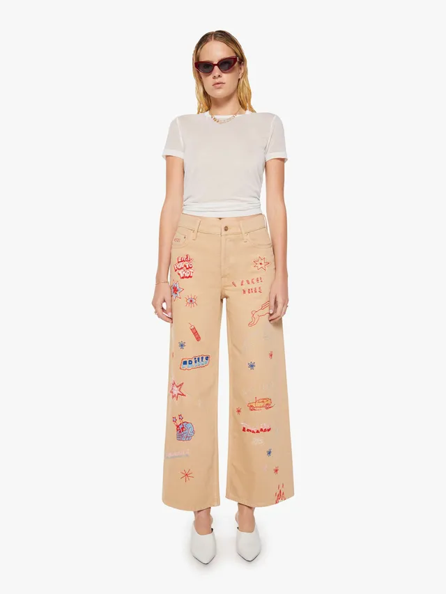 Mother Snacks Mid Rise Double Dip Nerdy Jeans Khaki Weit