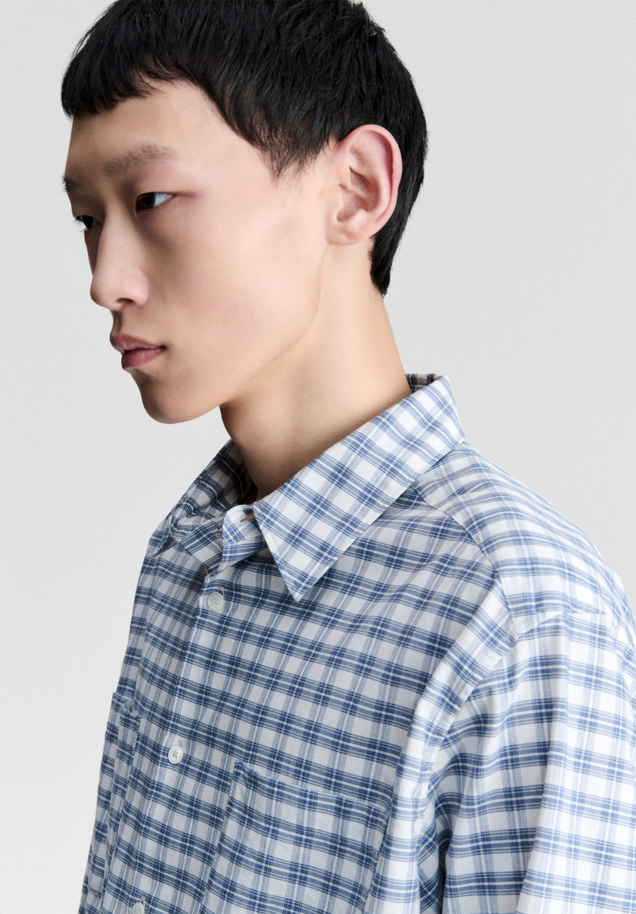 A.P.C. Hemd Ecru Blau Karo Bio-Baumwolle Herren