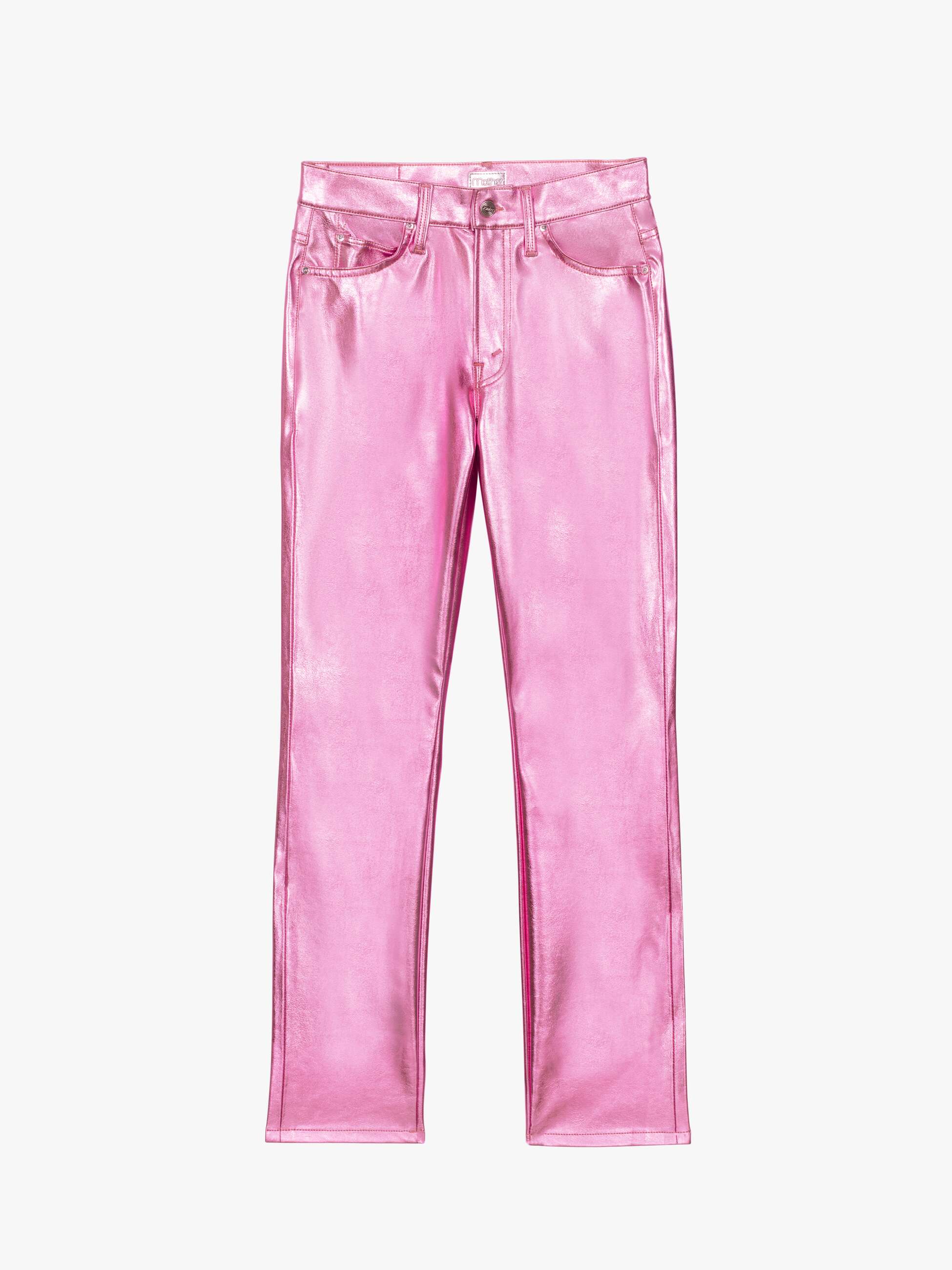 Mother The Mid Rise Dazzler Flood Jeans Hoop Earrings Pink