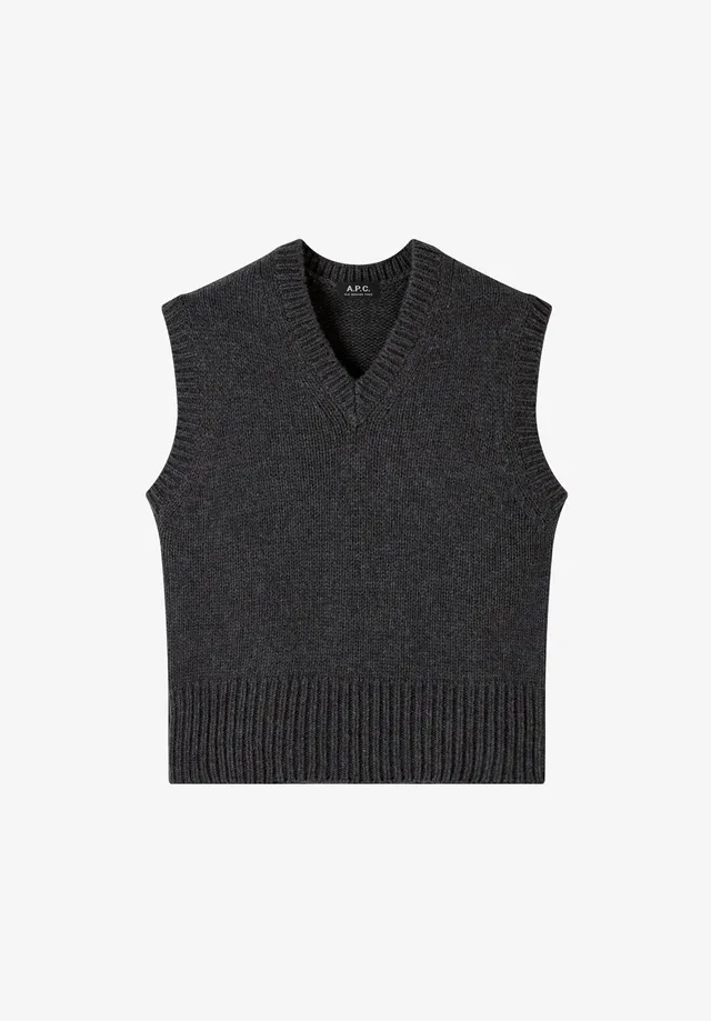 A.P.C. Wollpullover ärmellos anthrazit recycelte Wolle