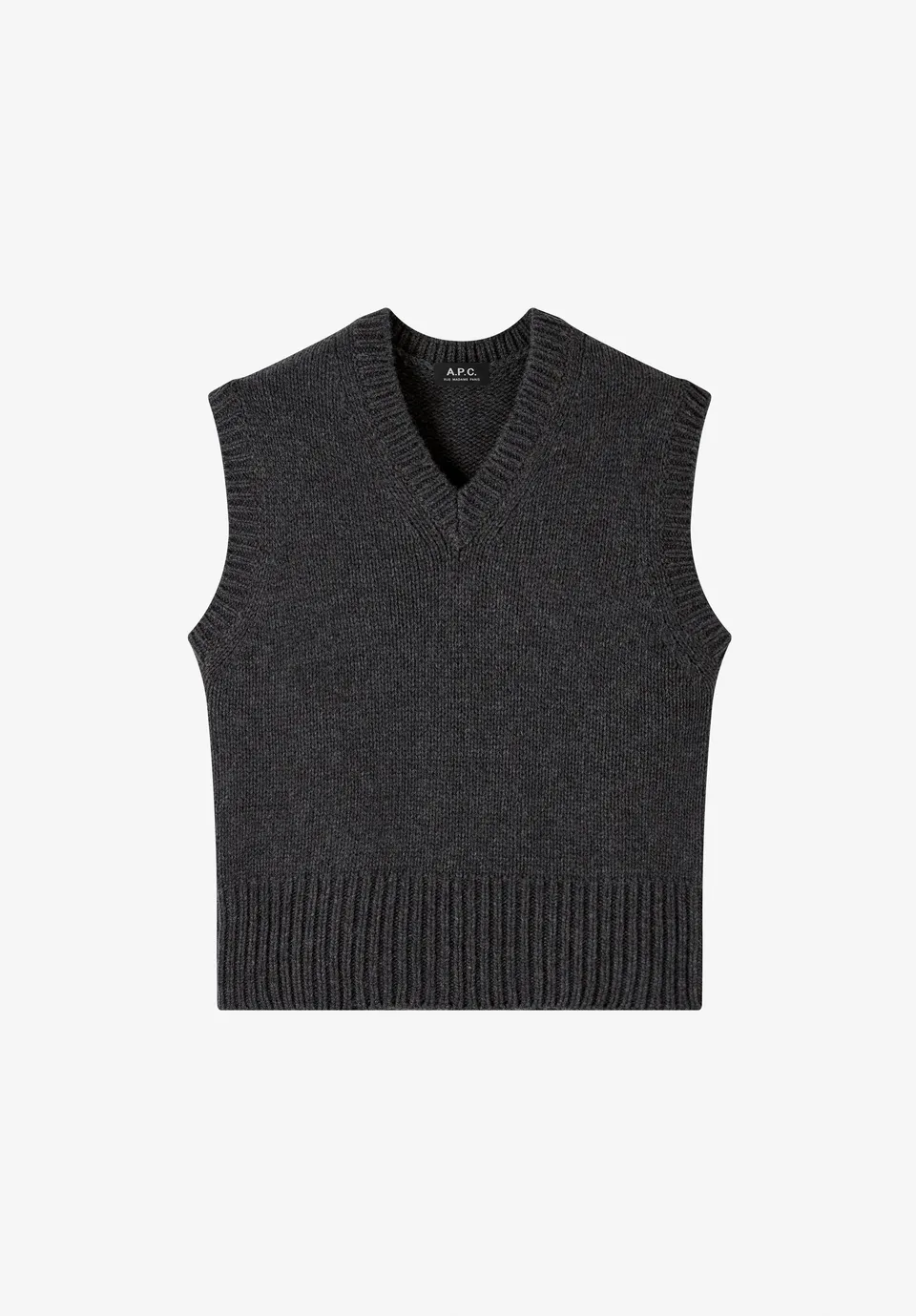 A.P.C. Wollpullover ärmellos anthrazit recycelte Wolle
