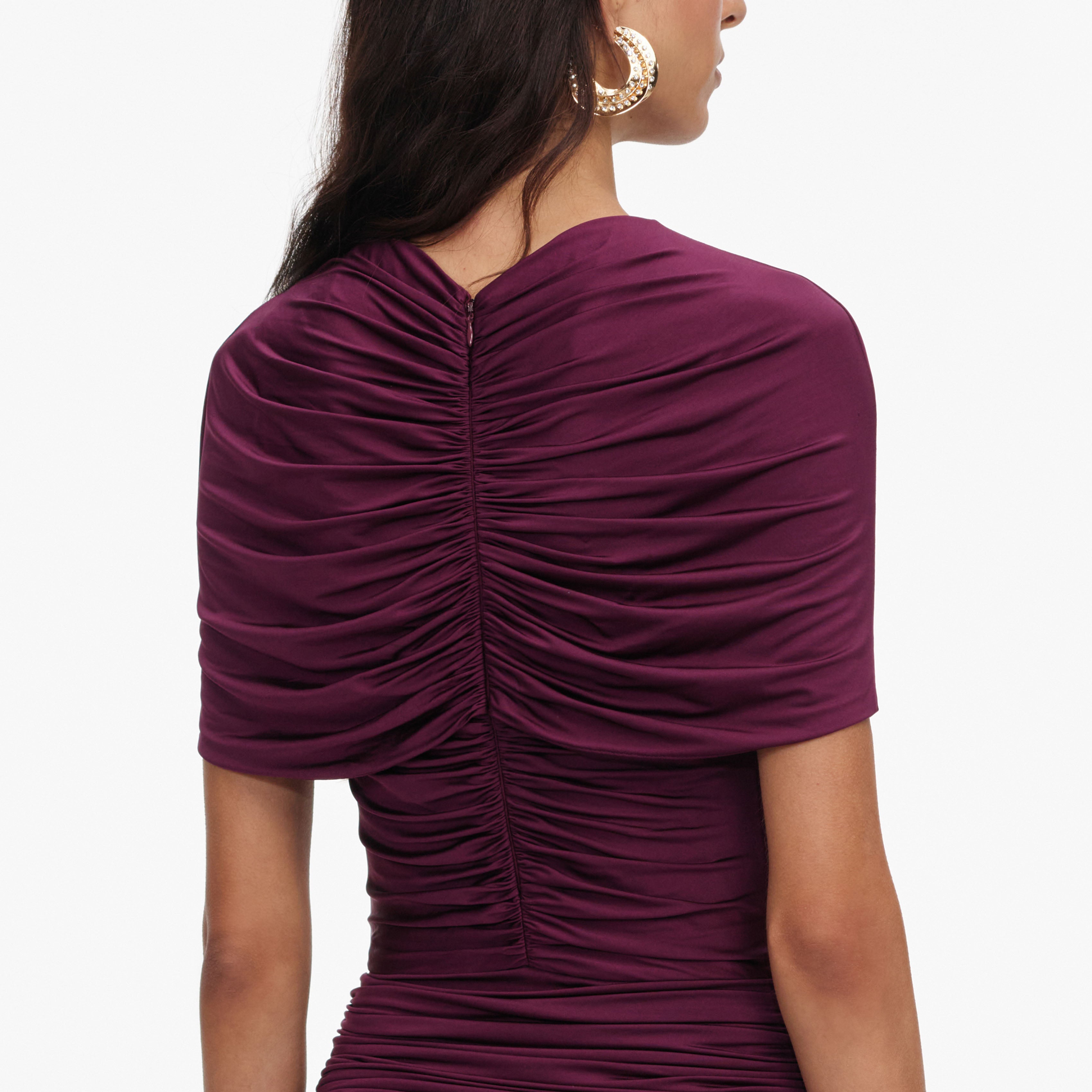 Self Portrait Burgundy Jersey Midi Kleid figurbetont Gr. UK4-18